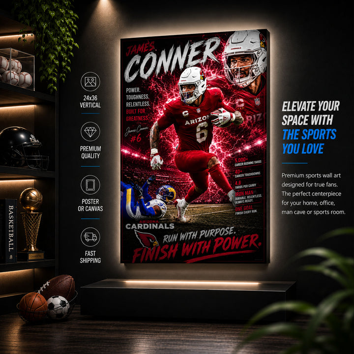 James Conner Cardinals Fan Poster or Canvas Wall Art