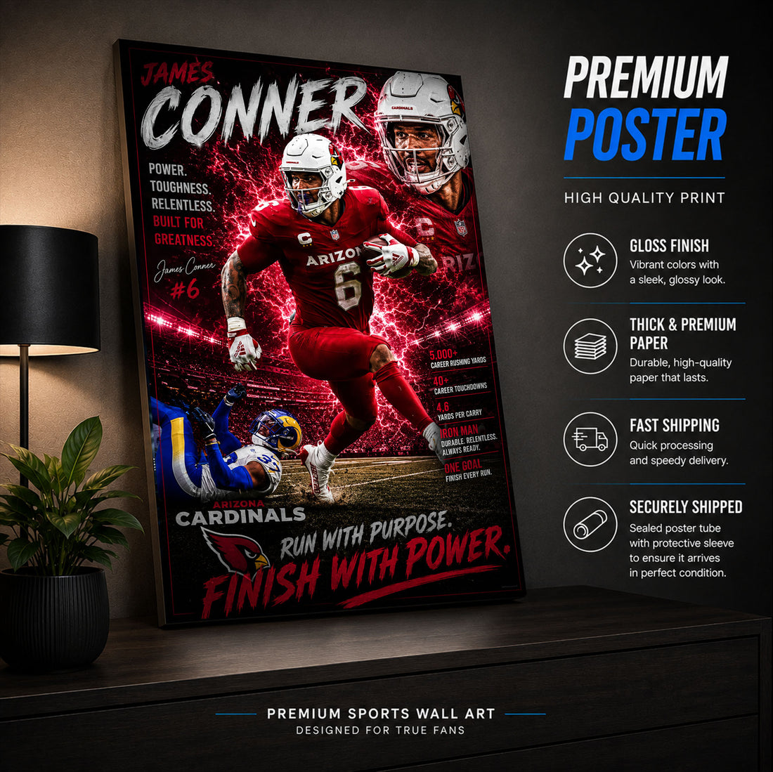 James Conner Cardinals Fan Poster or Canvas Wall Art