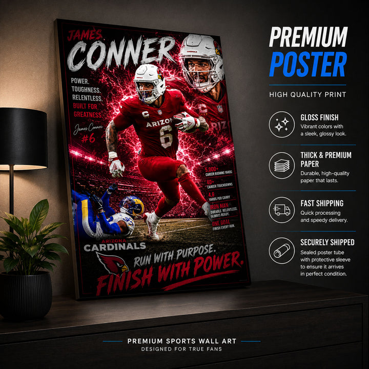 James Conner Cardinals Fan Poster or Canvas Wall Art