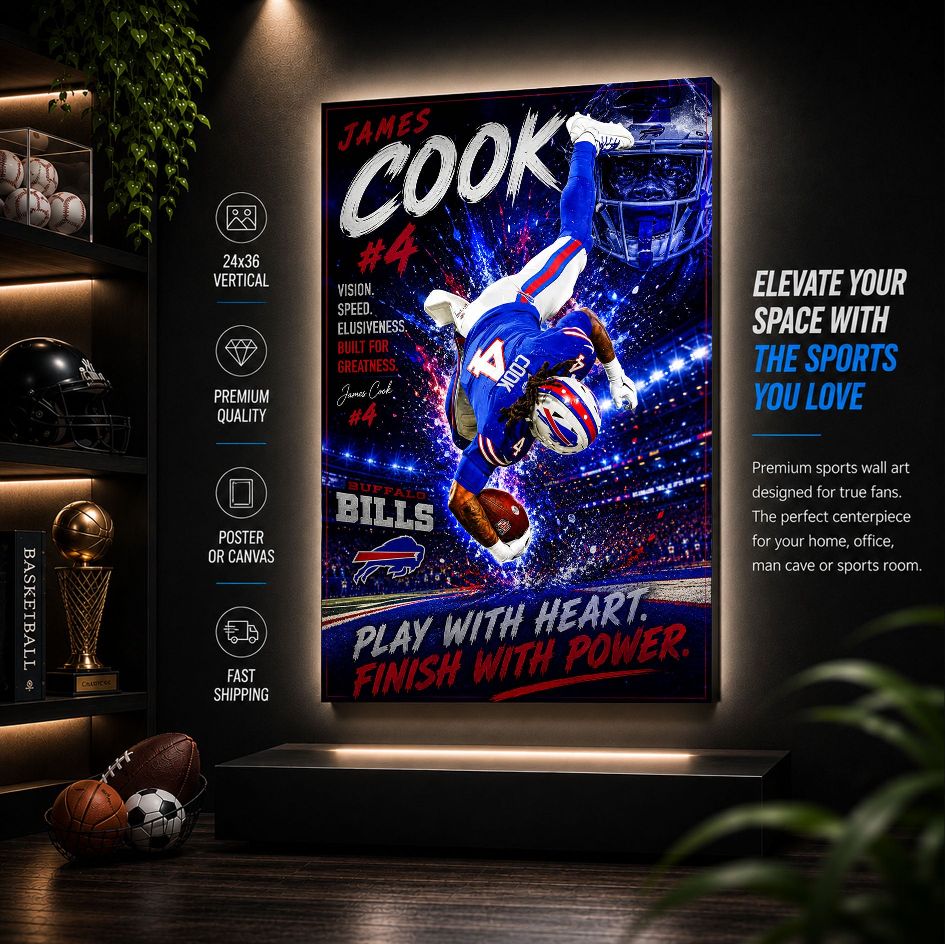 James Cook Bills Fan Poster or Canvas Wall Art