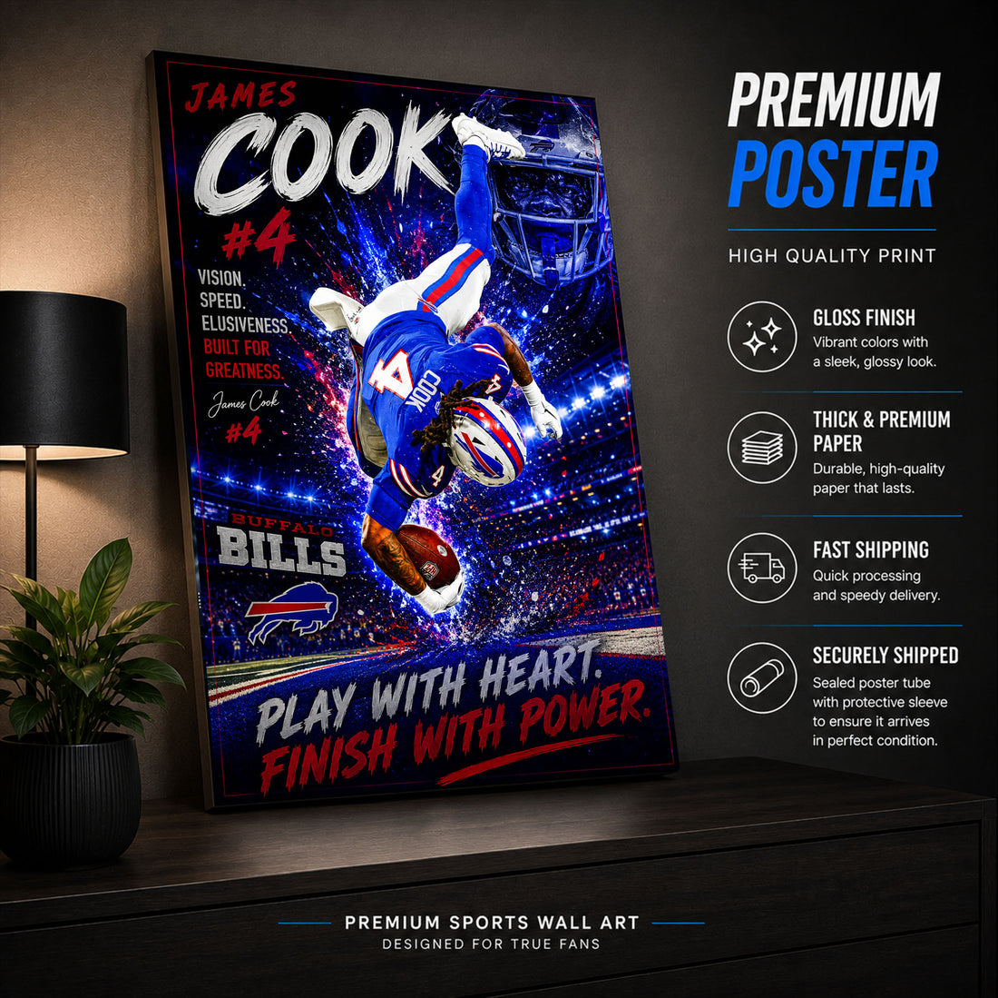 James Cook Bills Fan Poster or Canvas Wall Art