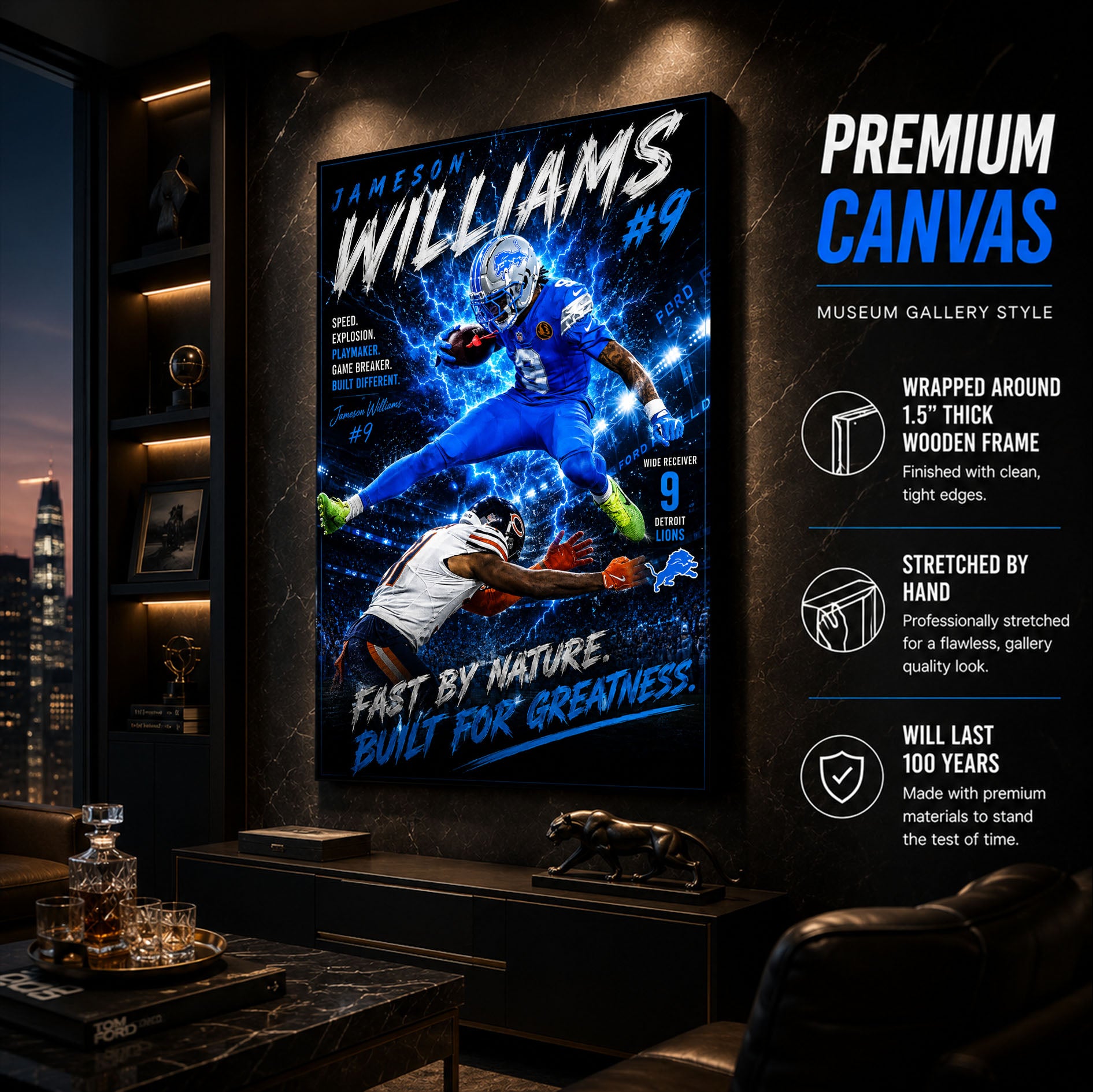 Jameson Williams Lions Fan Poster or Canvas Wall Art