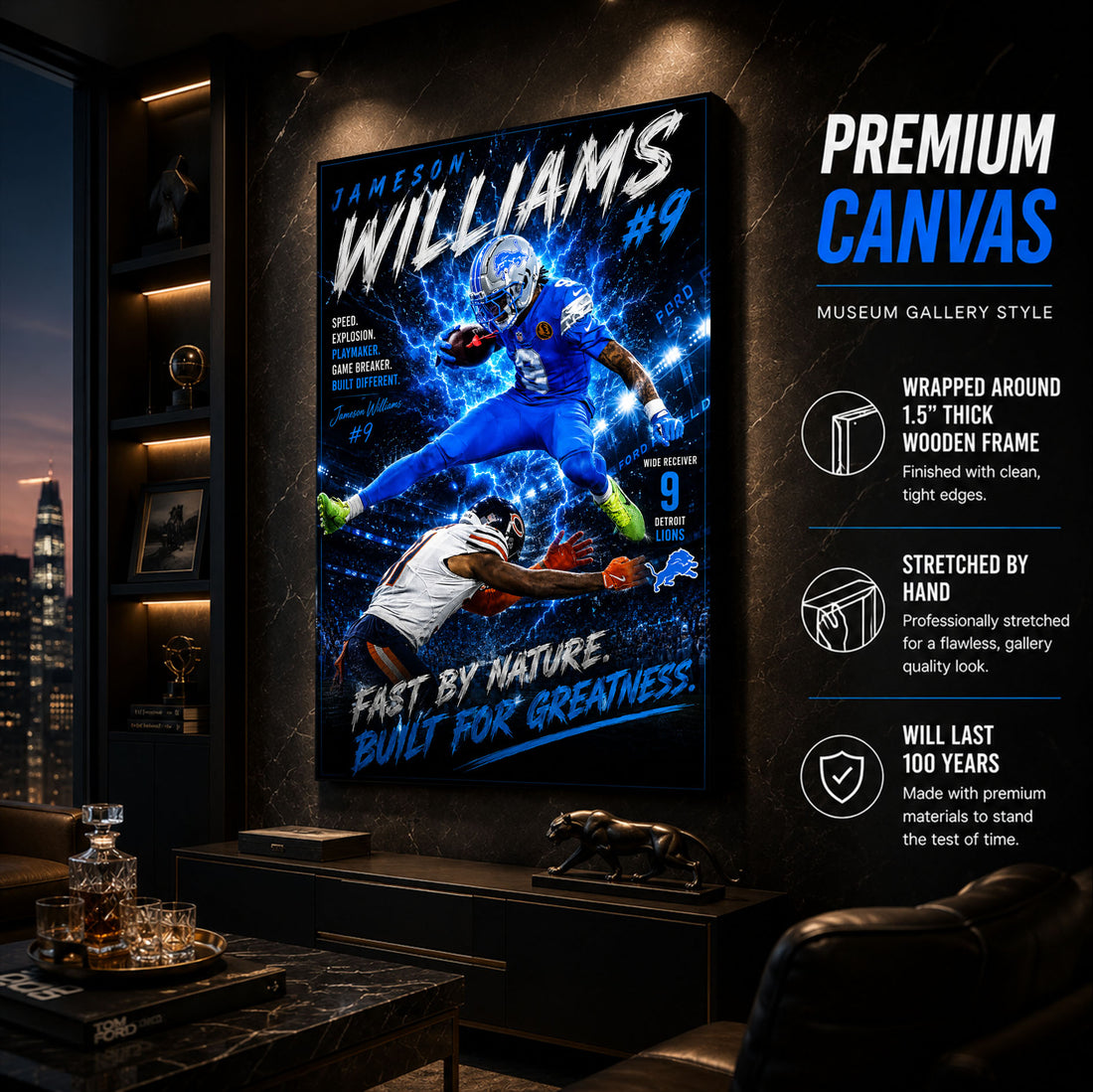 Jameson Williams Lions Fan Poster or Canvas Wall Art
