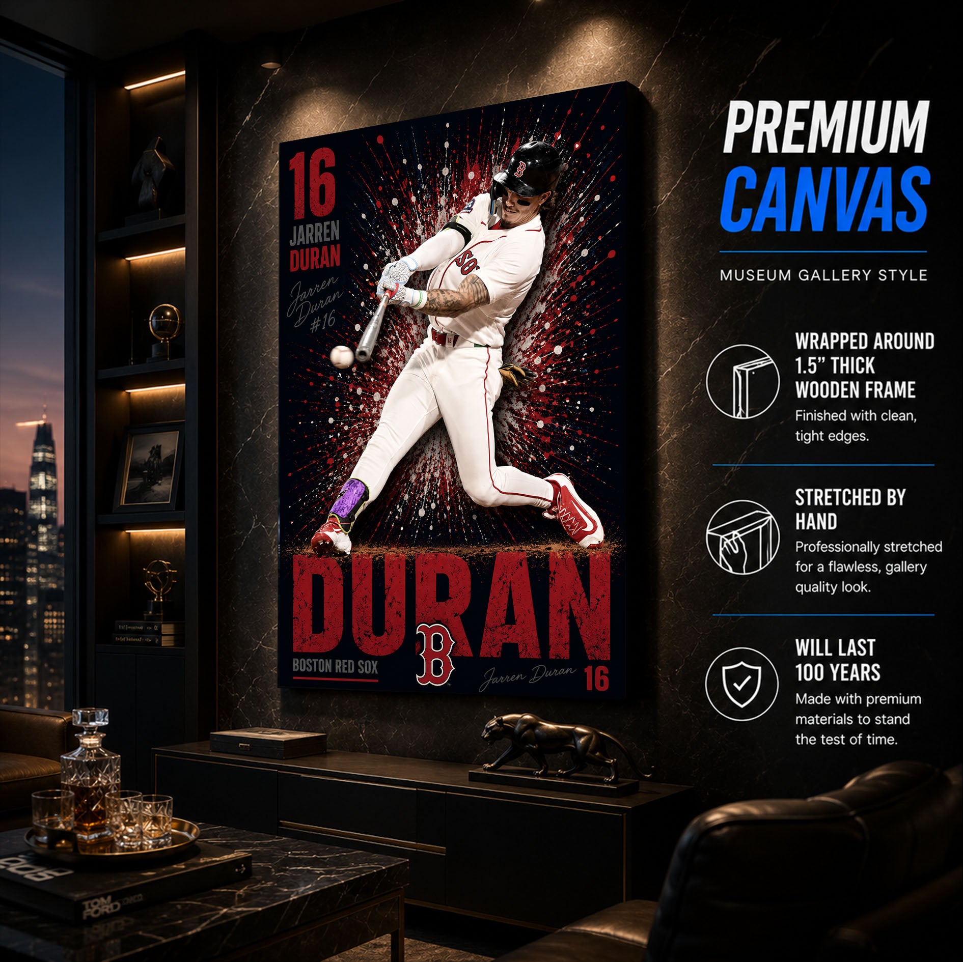 Jarren Duran Red Sox Poster or Canvas Wall Art