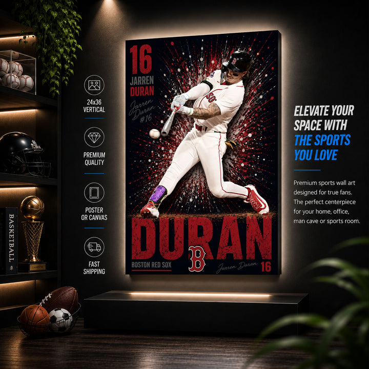Jarren Duran Red Sox Poster or Canvas Wall Art