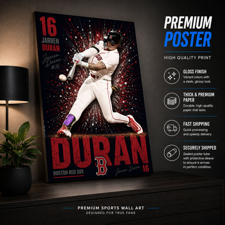 Jarren Duran Red Sox Poster or Canvas Wall Art