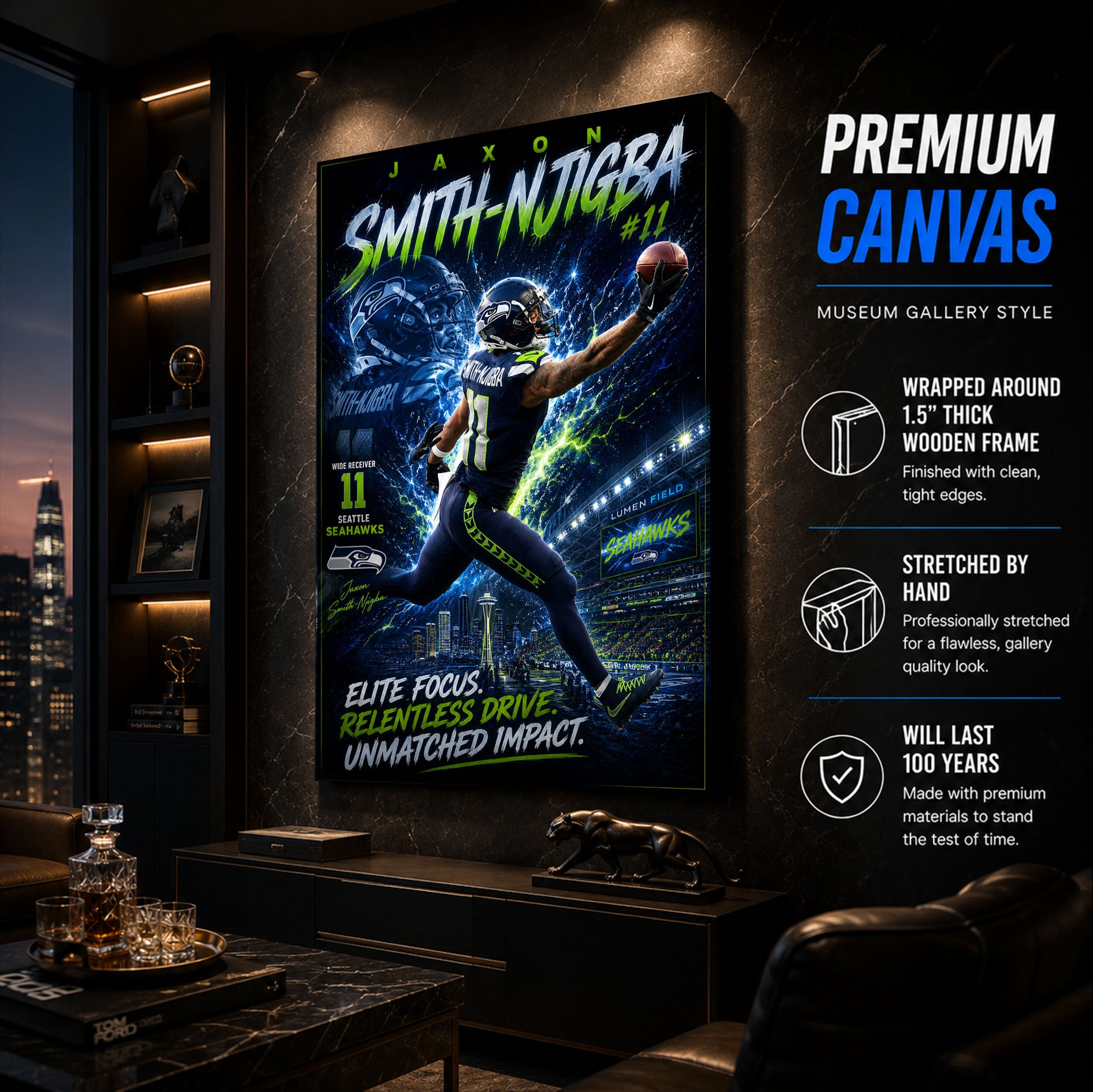 Jaxon Smith-Njigba Seahawks Fan Poster or Canvas Wall Art