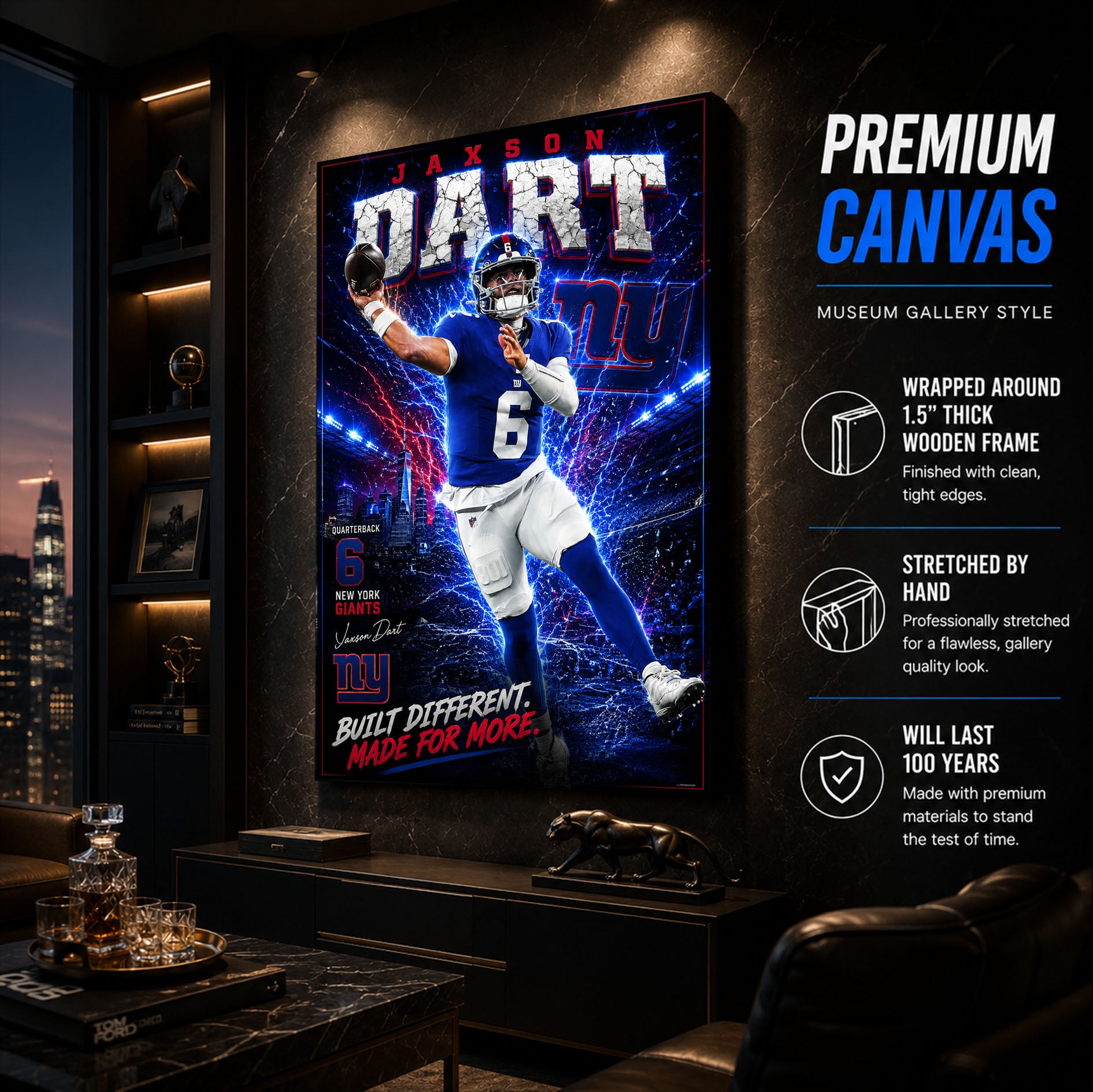 Jaxson Dart Giants Fan Poster or Canvas Wall Art