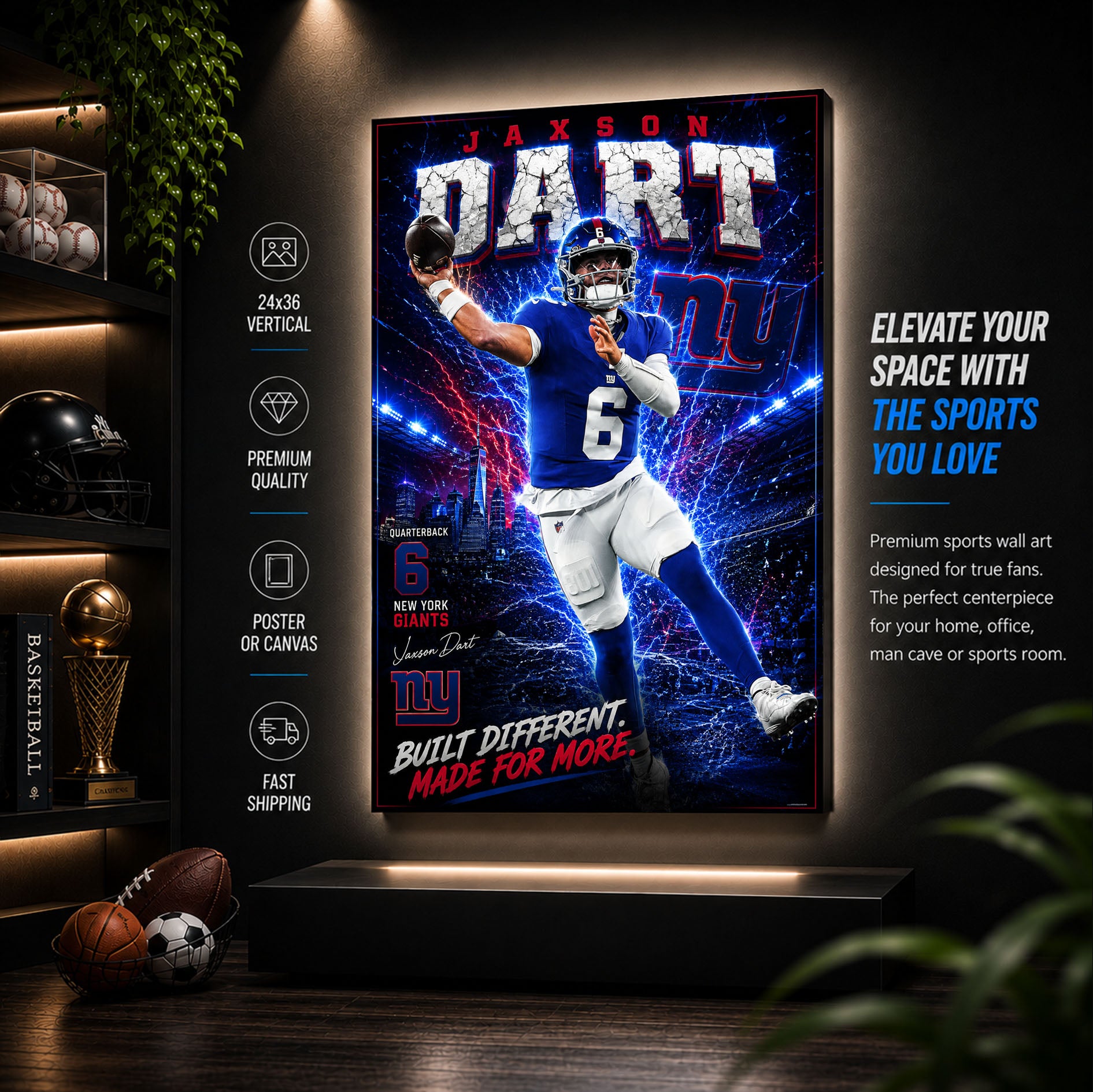Jaxson Dart Giants Fan Poster or Canvas Wall Art