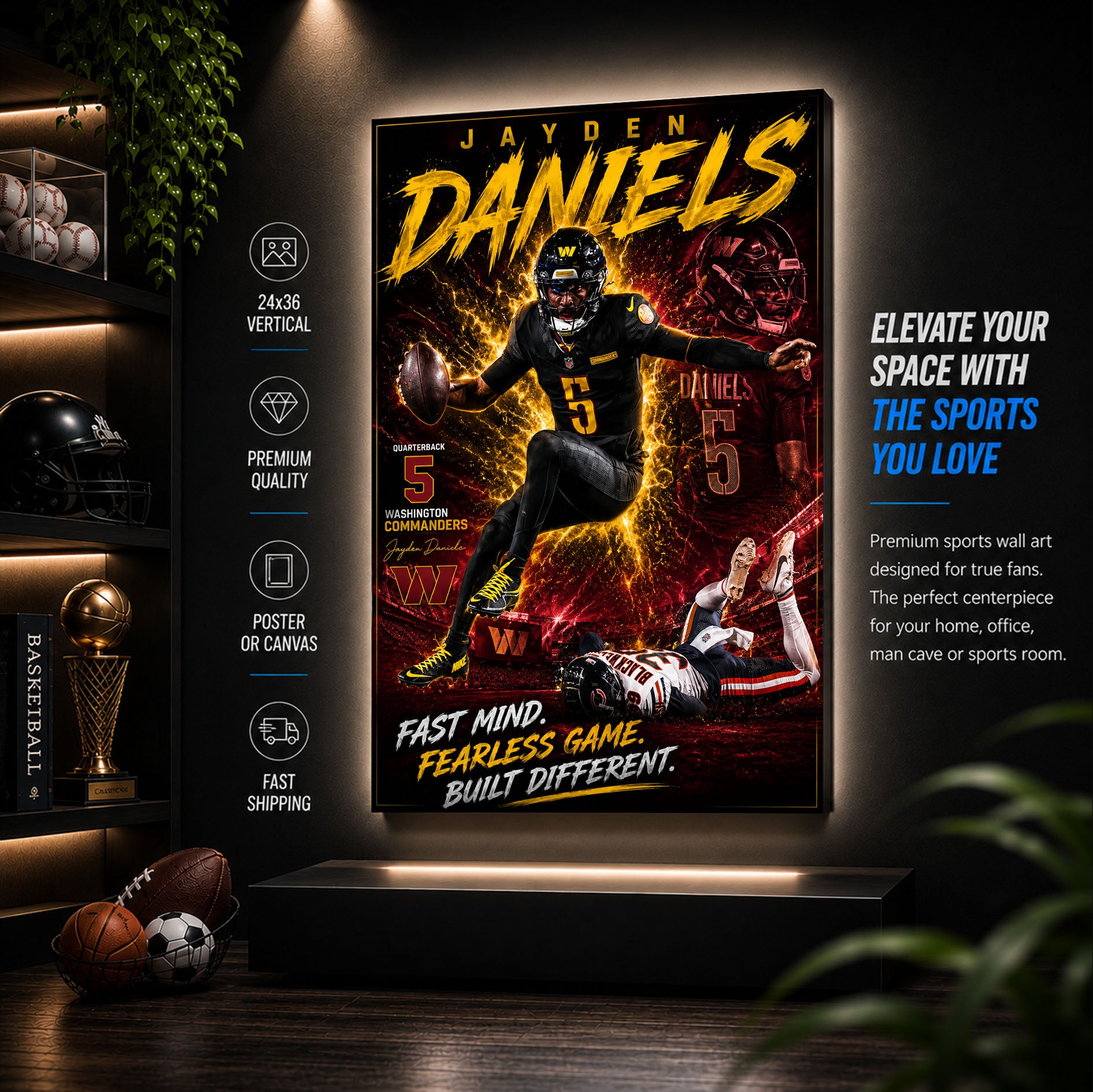 Jayden Daniels Commanders Fan Poster or Canvas Wall Art