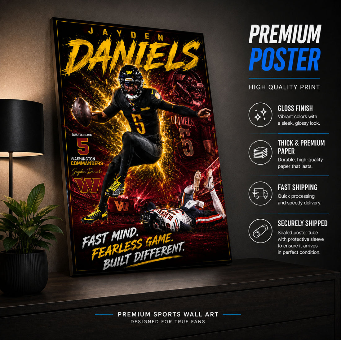 Jayden Daniels Commanders Fan Poster or Canvas Wall Art