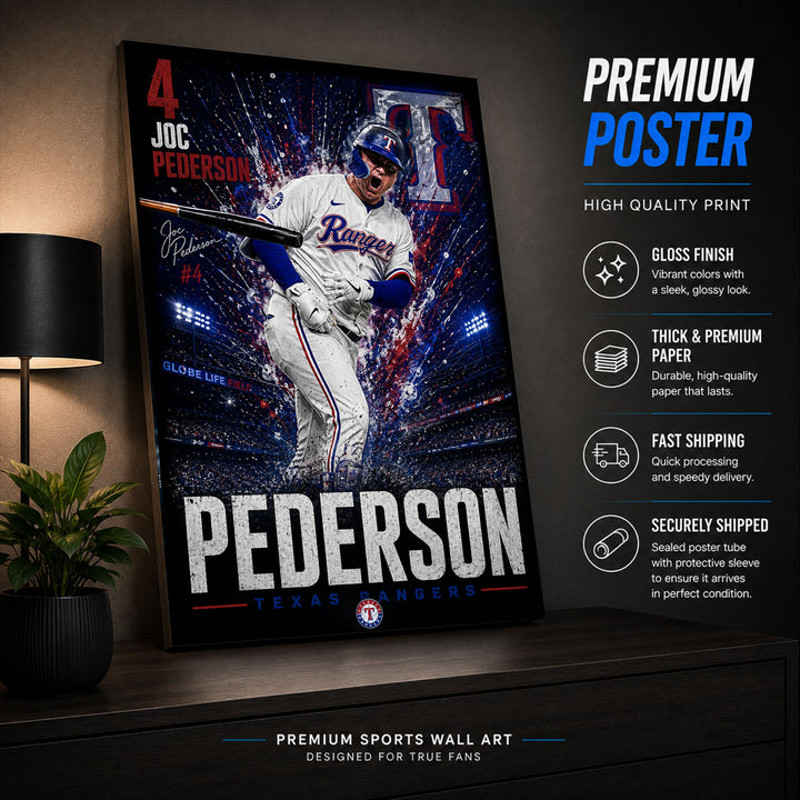 Joc Pederson Rangers Poster or Canvas Wall Art