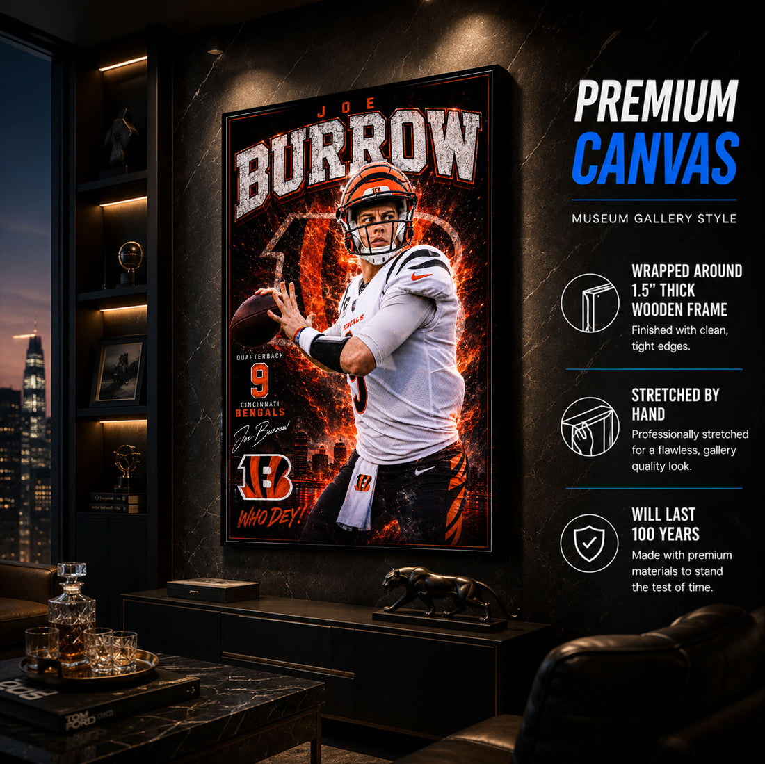 Joe Burrow Bengals Fan Poster or Canvas Wall Art