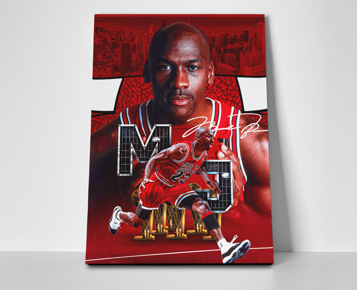 Michael Jordan Trophies Poster or Wrapped Canvas – Player Season