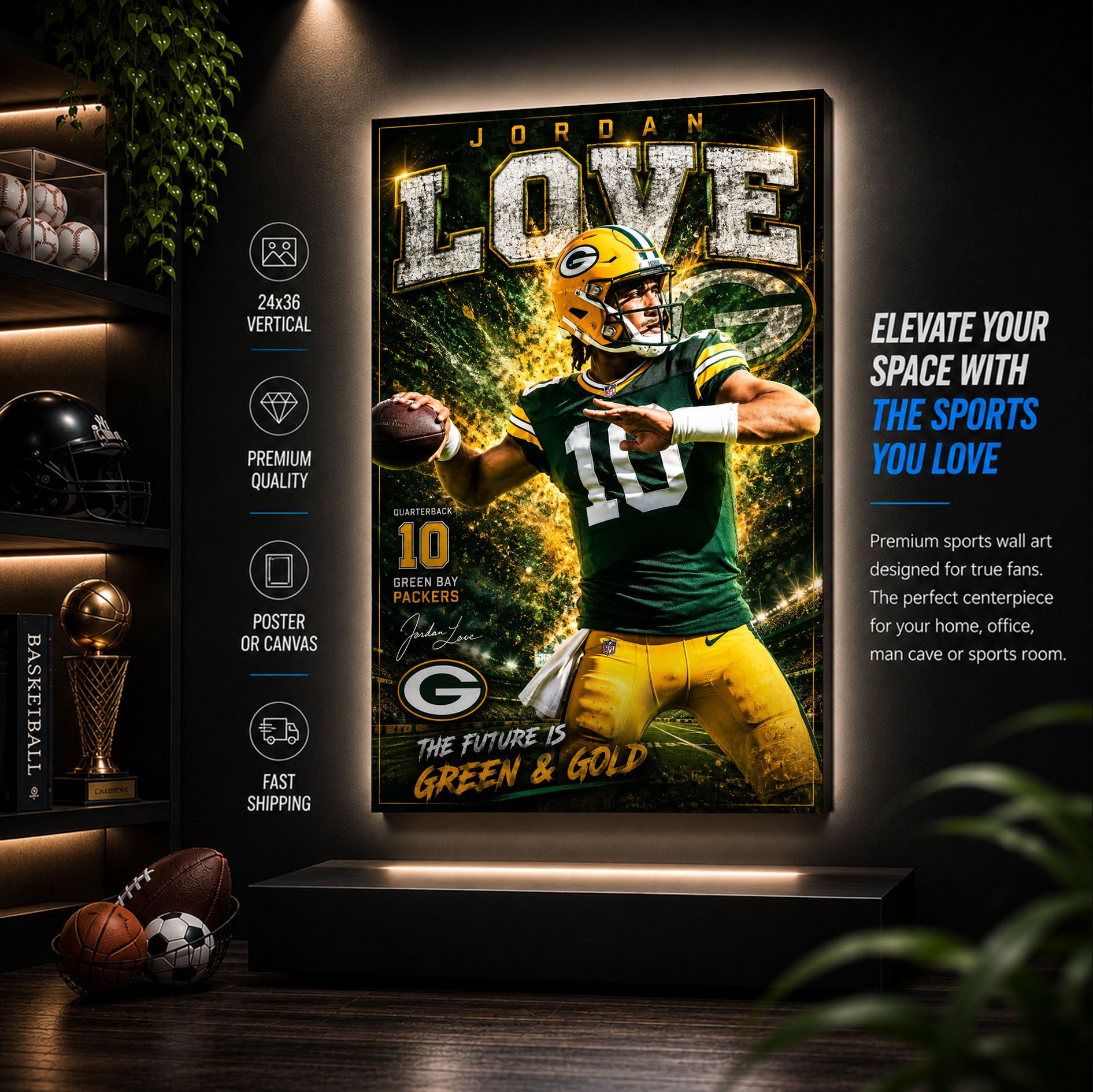 Jordan Love Packers Fan Poster or Canvas Wall Art