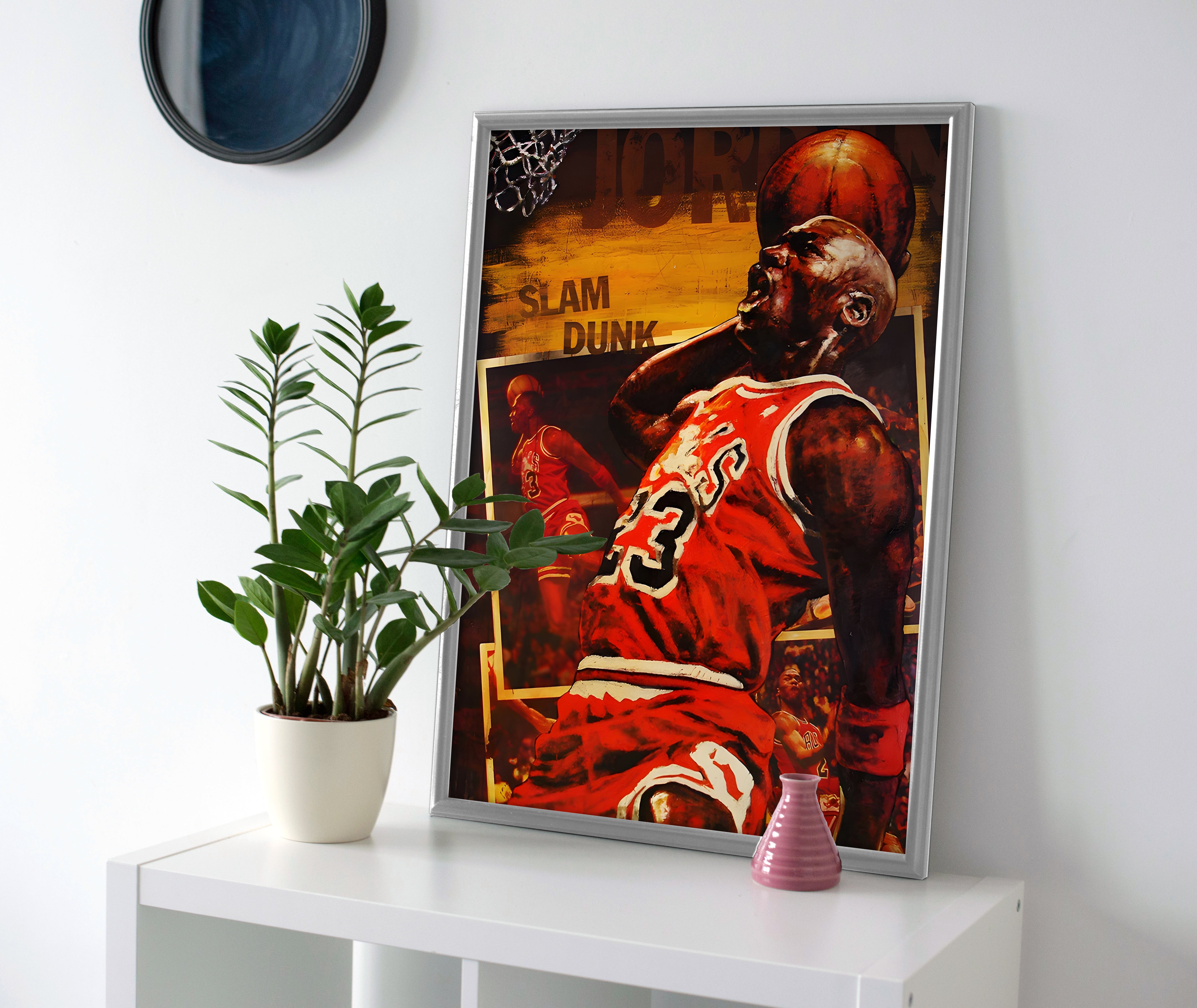 Michael Jordan Slam Dunk Painting Poster or Canvas Wall Art