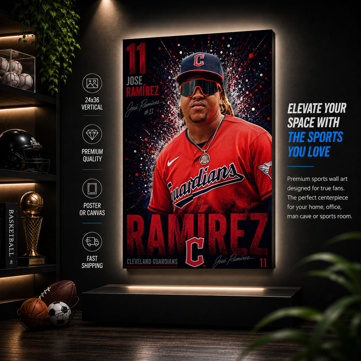 Jose Ramirez Guardians Poster or Canvas Wall Art