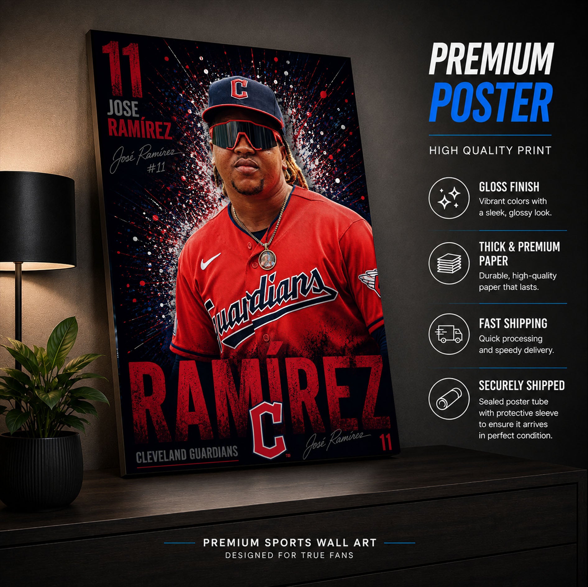 Jose Ramirez Guardians Poster or Canvas Wall Art