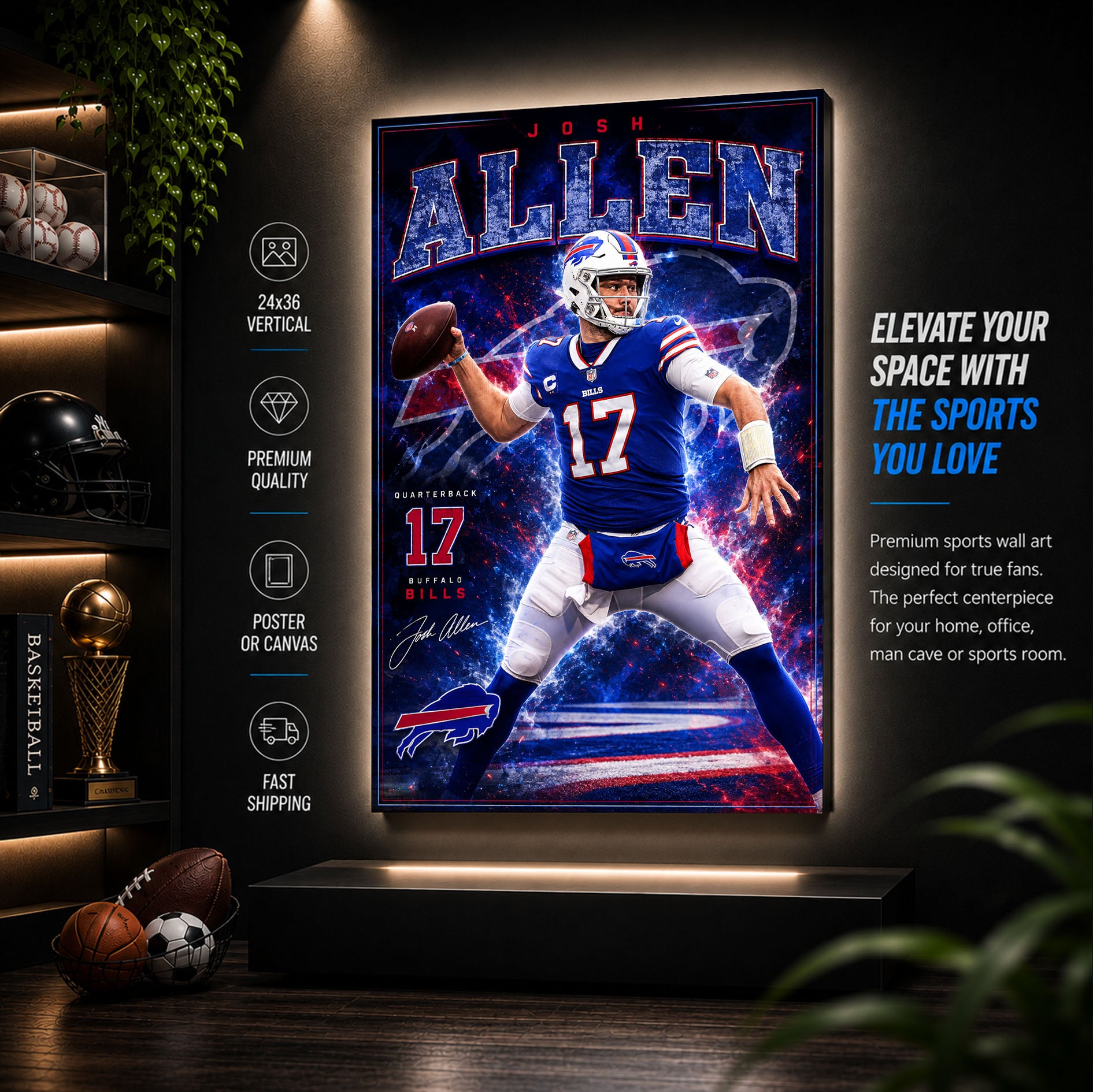 Josh Allen Bills Fan Poster or Canvas Wall Art