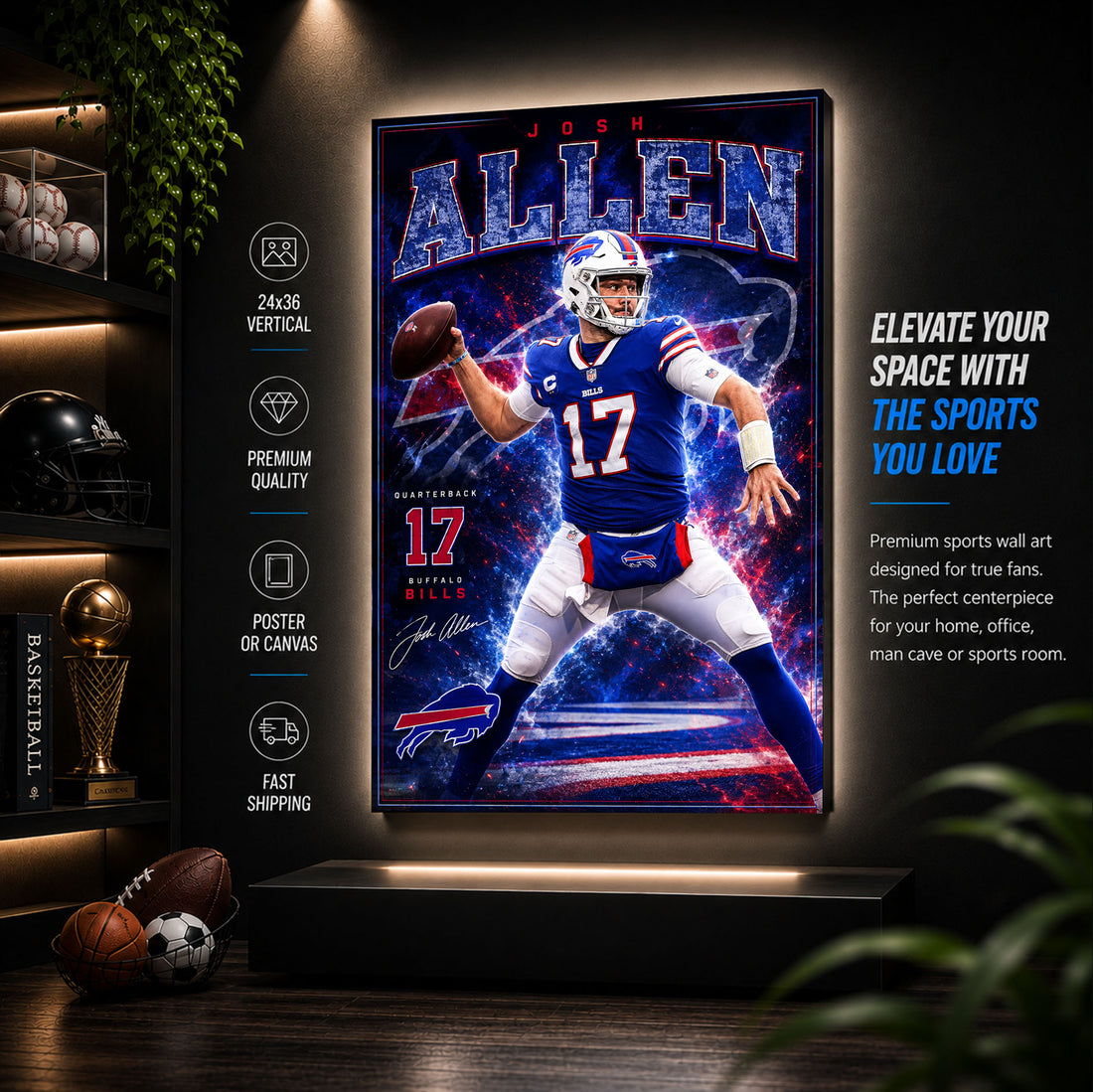 Josh Allen Bills Fan Poster or Canvas Wall Art