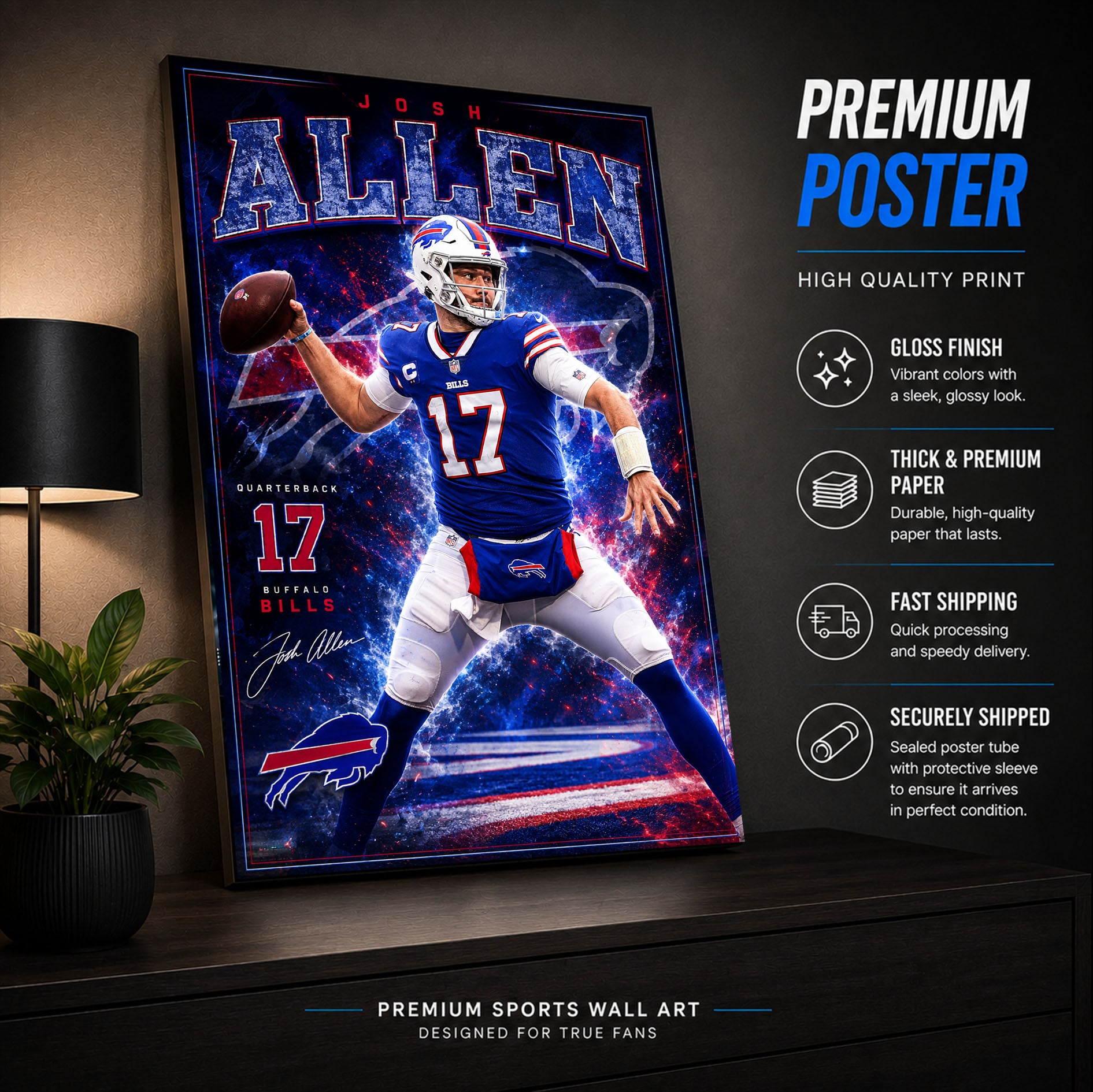 Josh Allen Bills Fan Poster or Canvas Wall Art