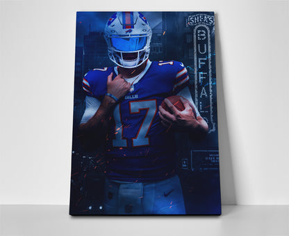 josh allen poster buffalo canvas wall art painting artwork nfl football bills