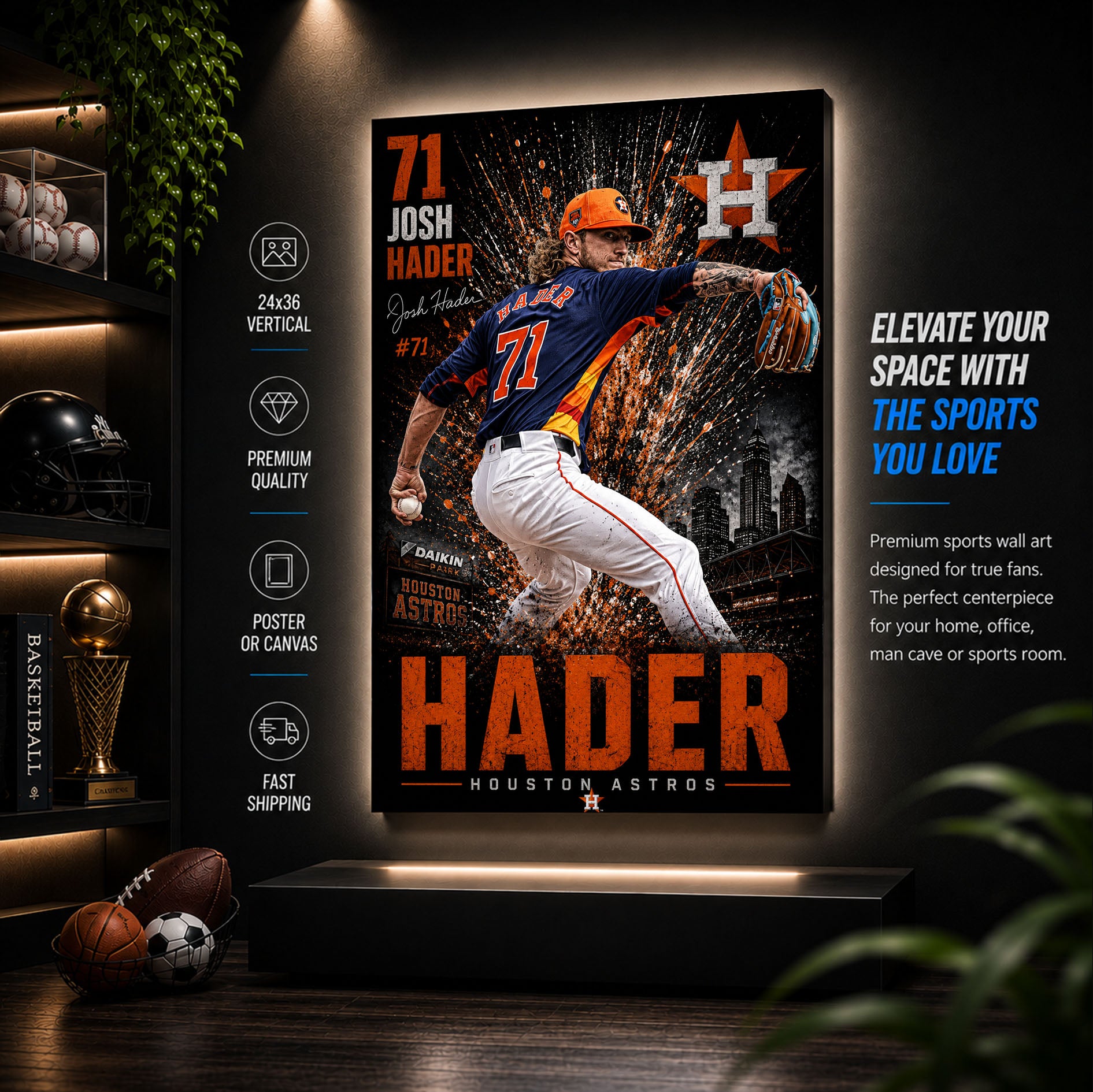 Josh Hader Astros Poster or Canvas Wall Art