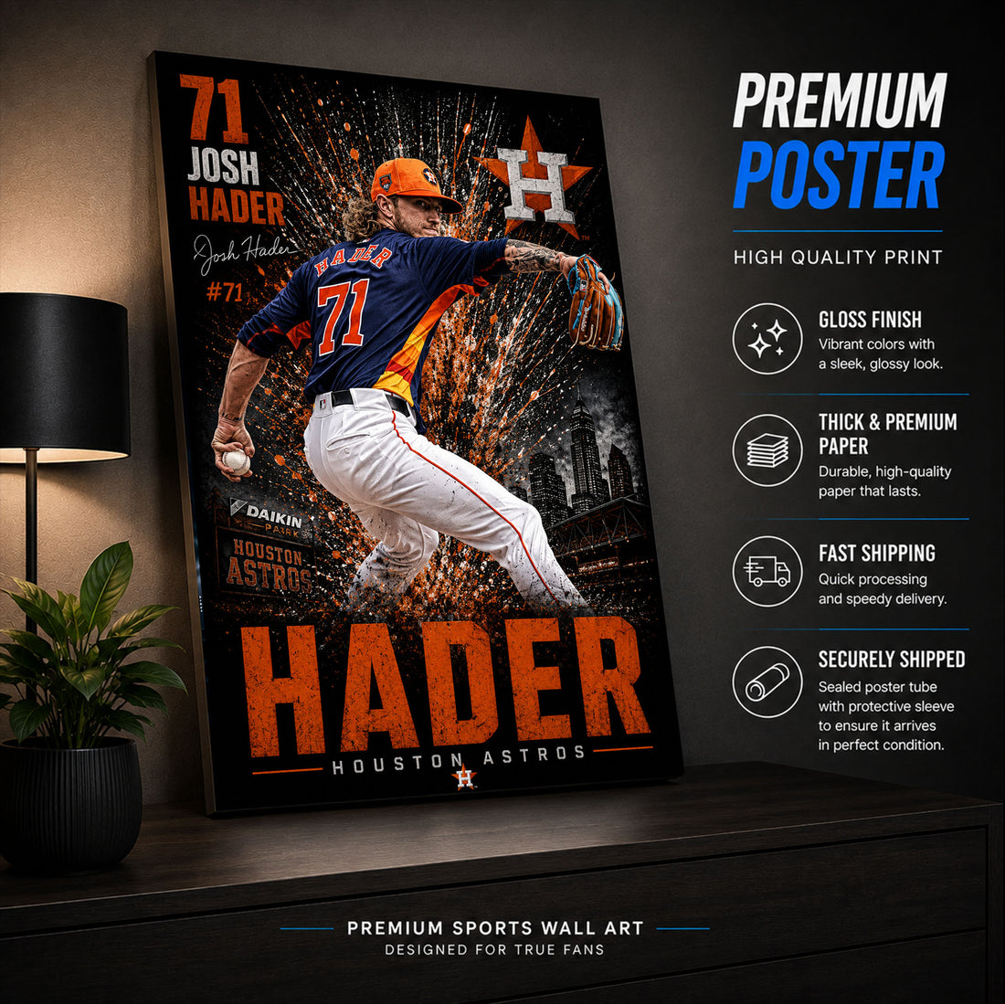 Josh Hader Astros Poster or Canvas Wall Art
