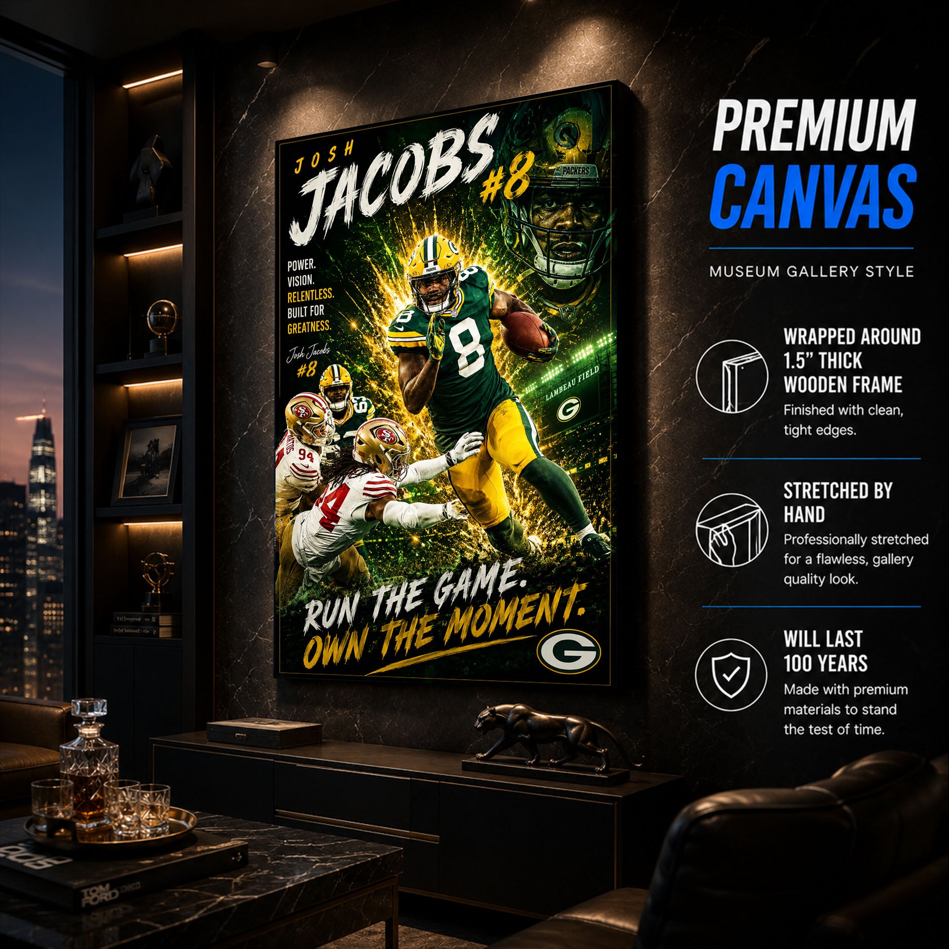Josh Jacobs Packers Fan Poster or Canvas Wall Art