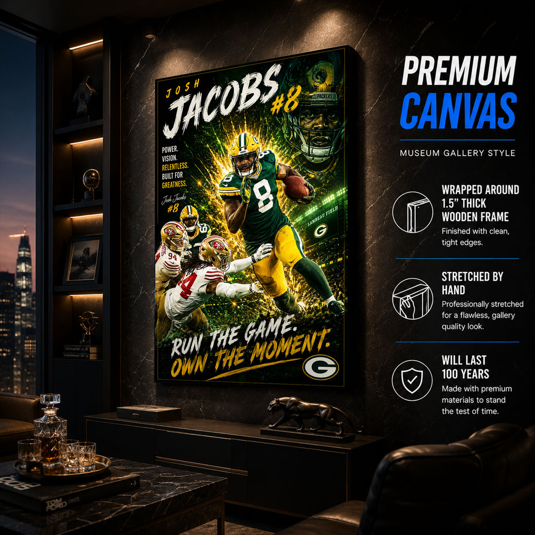 Josh Jacobs Packers Fan Poster or Canvas Wall Art