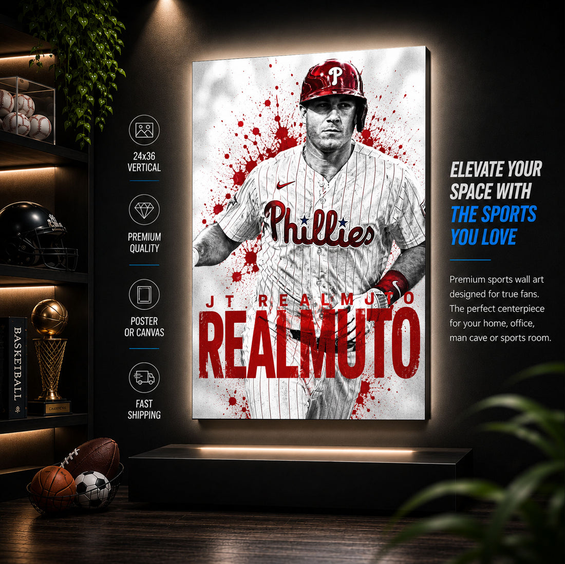 JT Realmuto Phillies Poster or Canvas Wall Art
