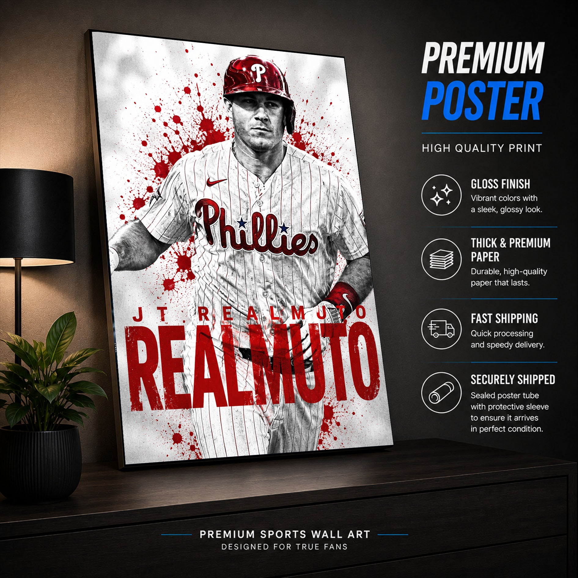 JT Realmuto Phillies Poster or Canvas Wall Art