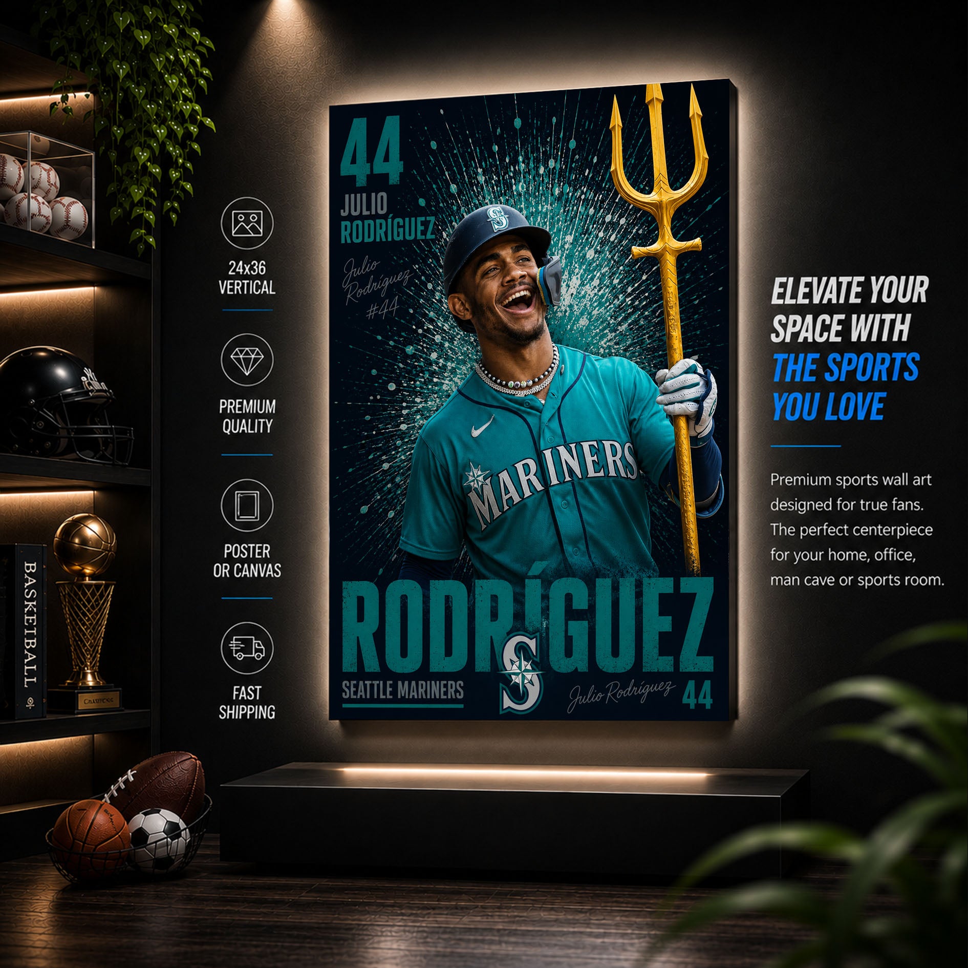 Julio Rodriguez Mariners Poster or Canvas Wall Art