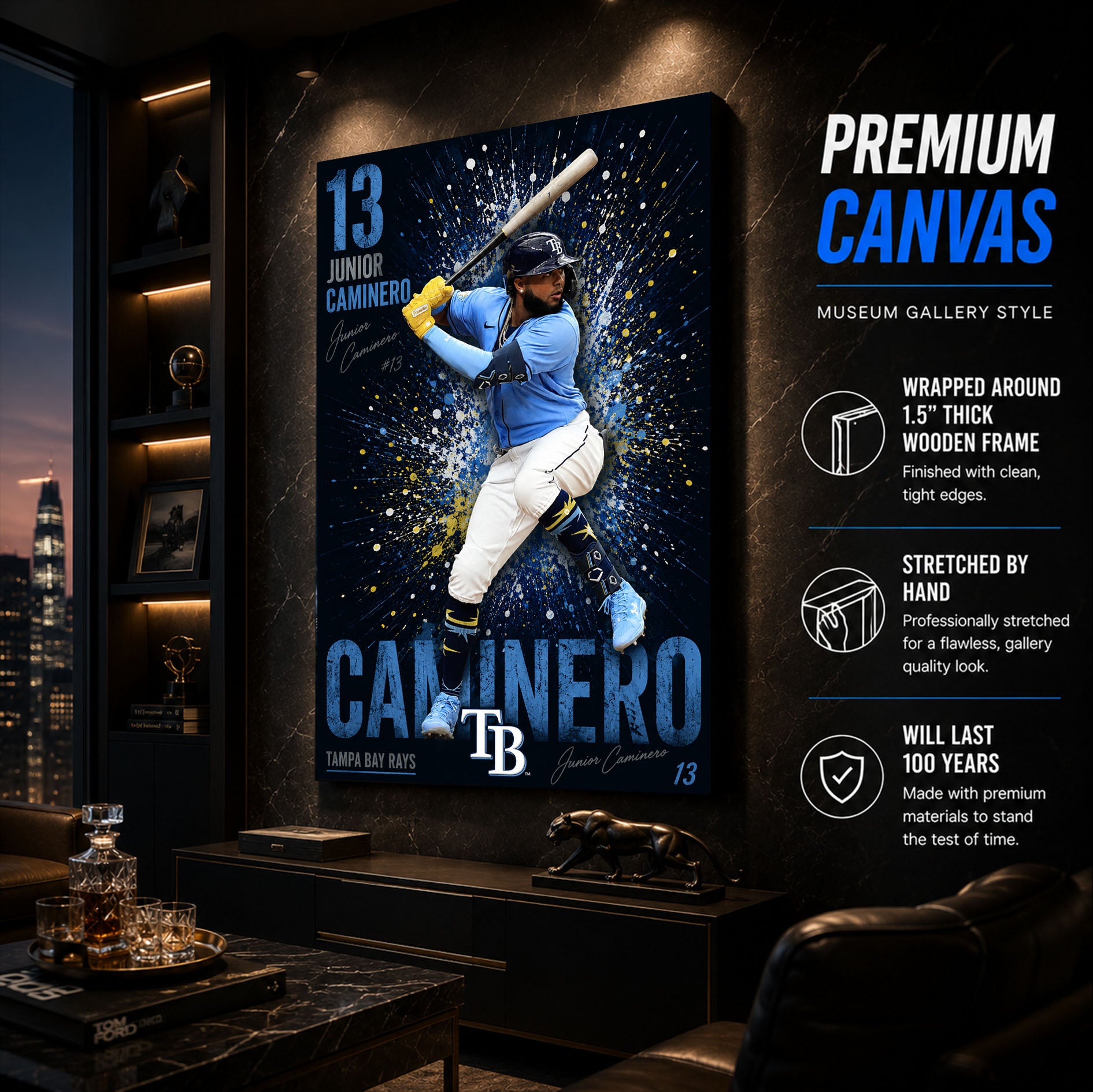 Junior Caminero Rays Poster or Canvas Wall Art
