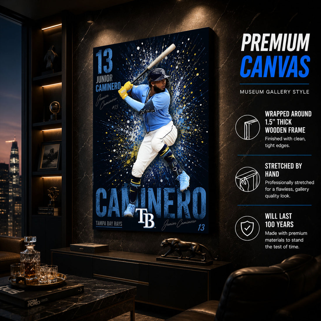 Junior Caminero Rays Poster or Canvas Wall Art