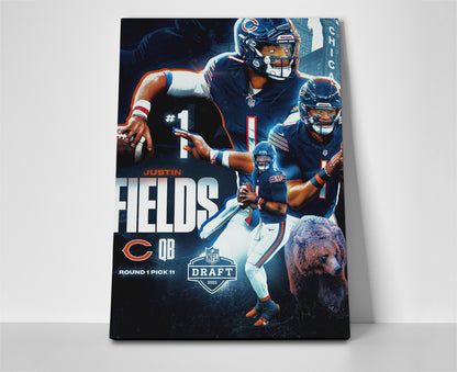 justin fields poster canvas bears wall art football painting artwork