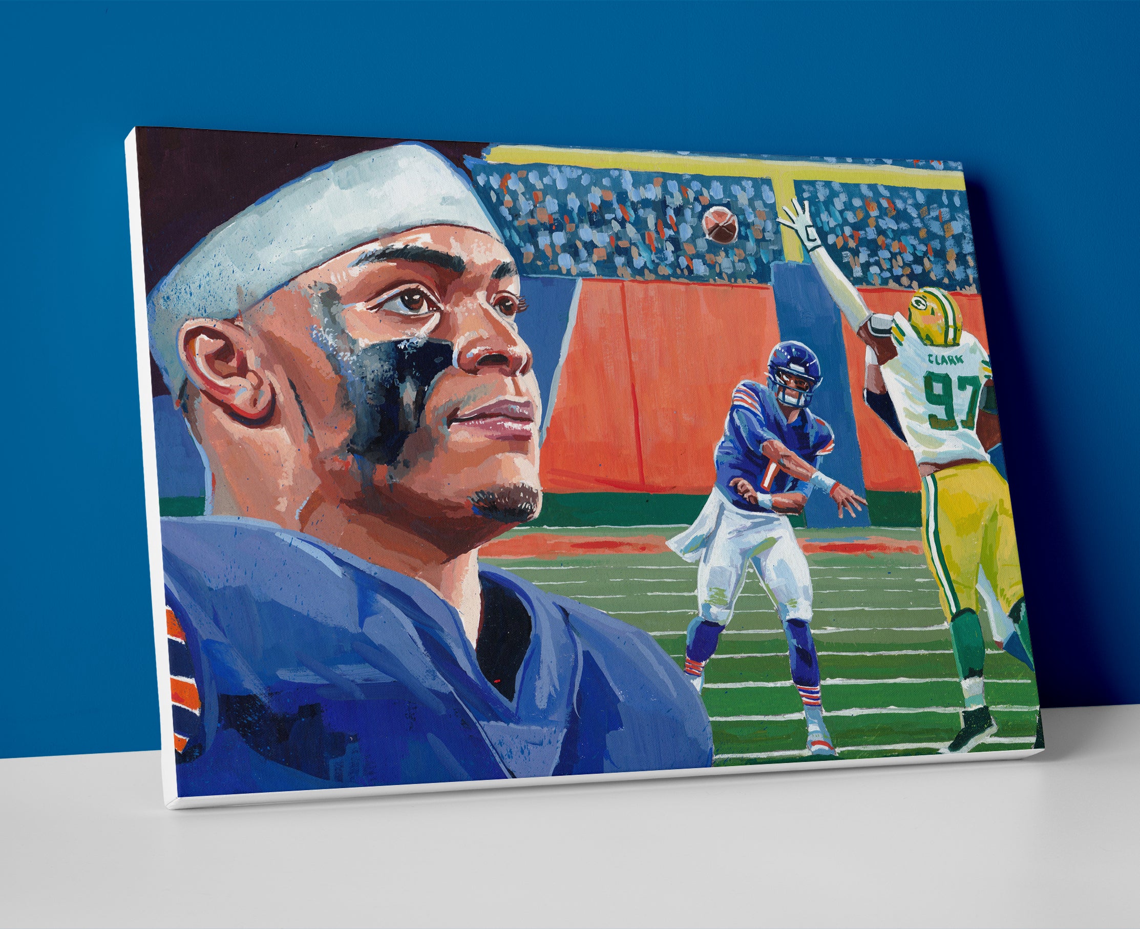 justin fields poster canvas bears wall art football painting artwork