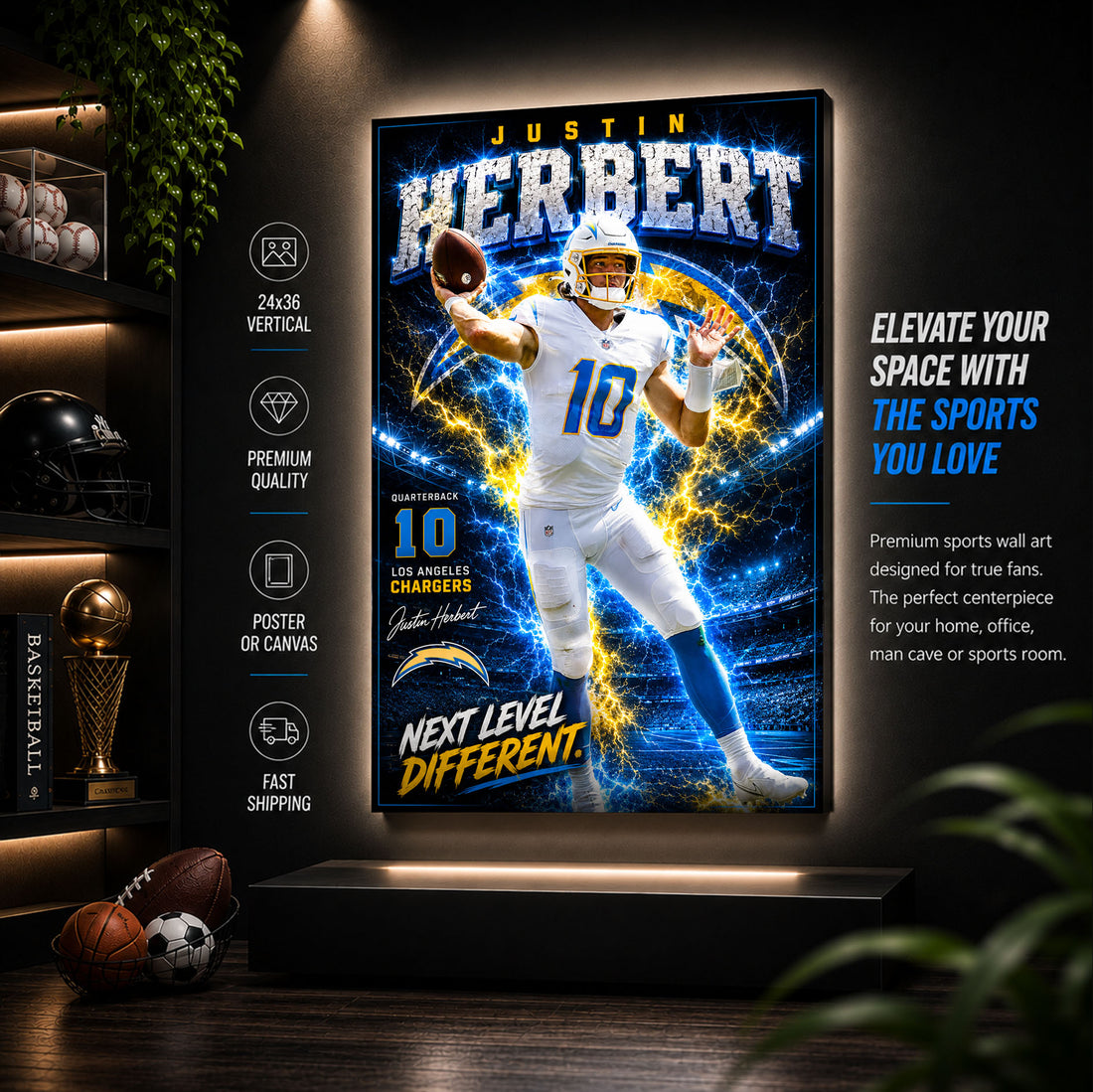 Justin Herbert Chargers Fan Poster or Canvas Wall Art