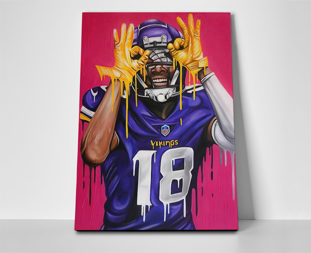 justin jefferson poster painting canvas wall art artwork vikings football nfl