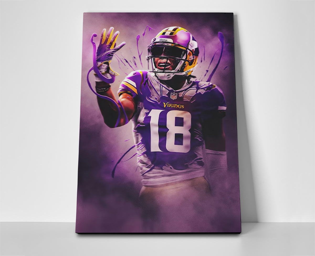 justin jefferson poster canvas wall art painting artwork vikings football nfl