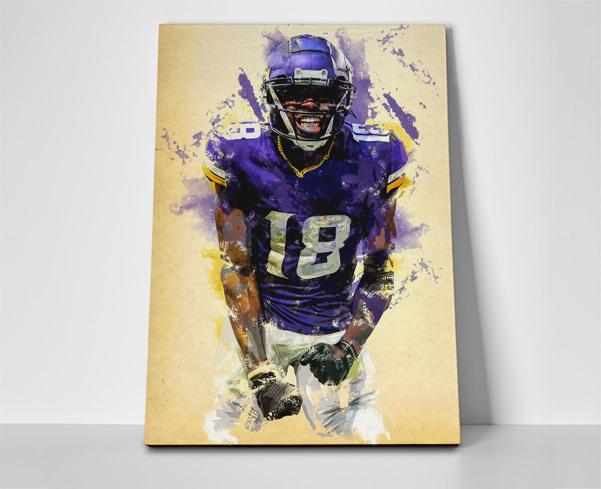 justin jefferson art poster canvas wall art artwork painting nfl football vikings
