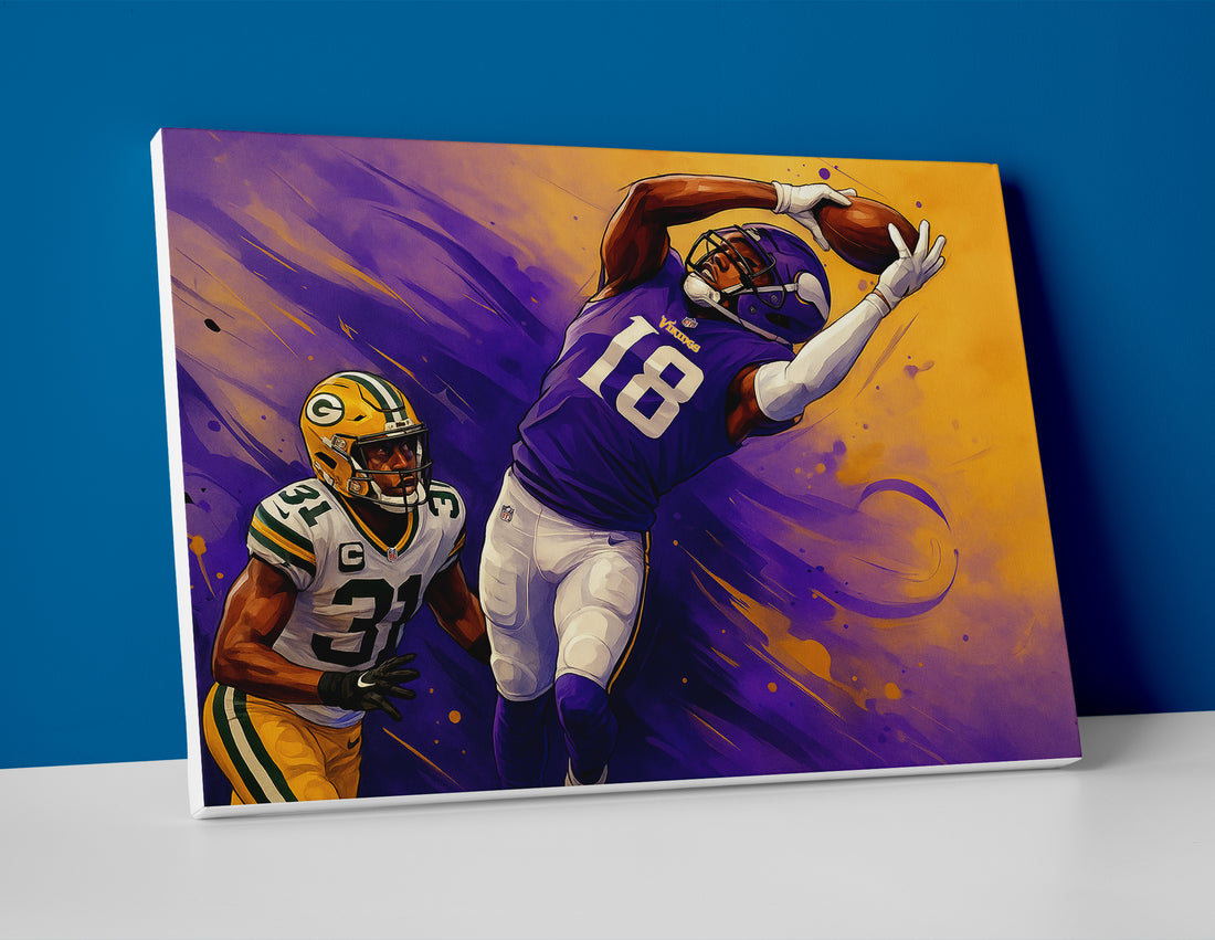 justin jefferson painting poster canvas wall art artwork nfl vikings football decor