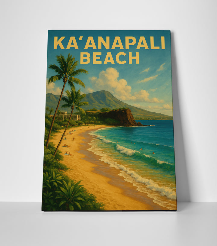 kaanapali maui beach poster canvas wall art print decor