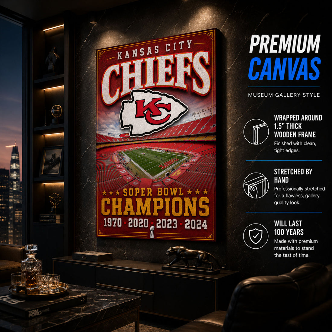 Kansas City Chiefs Stadium Fan Poster or Canvas Wall Art
