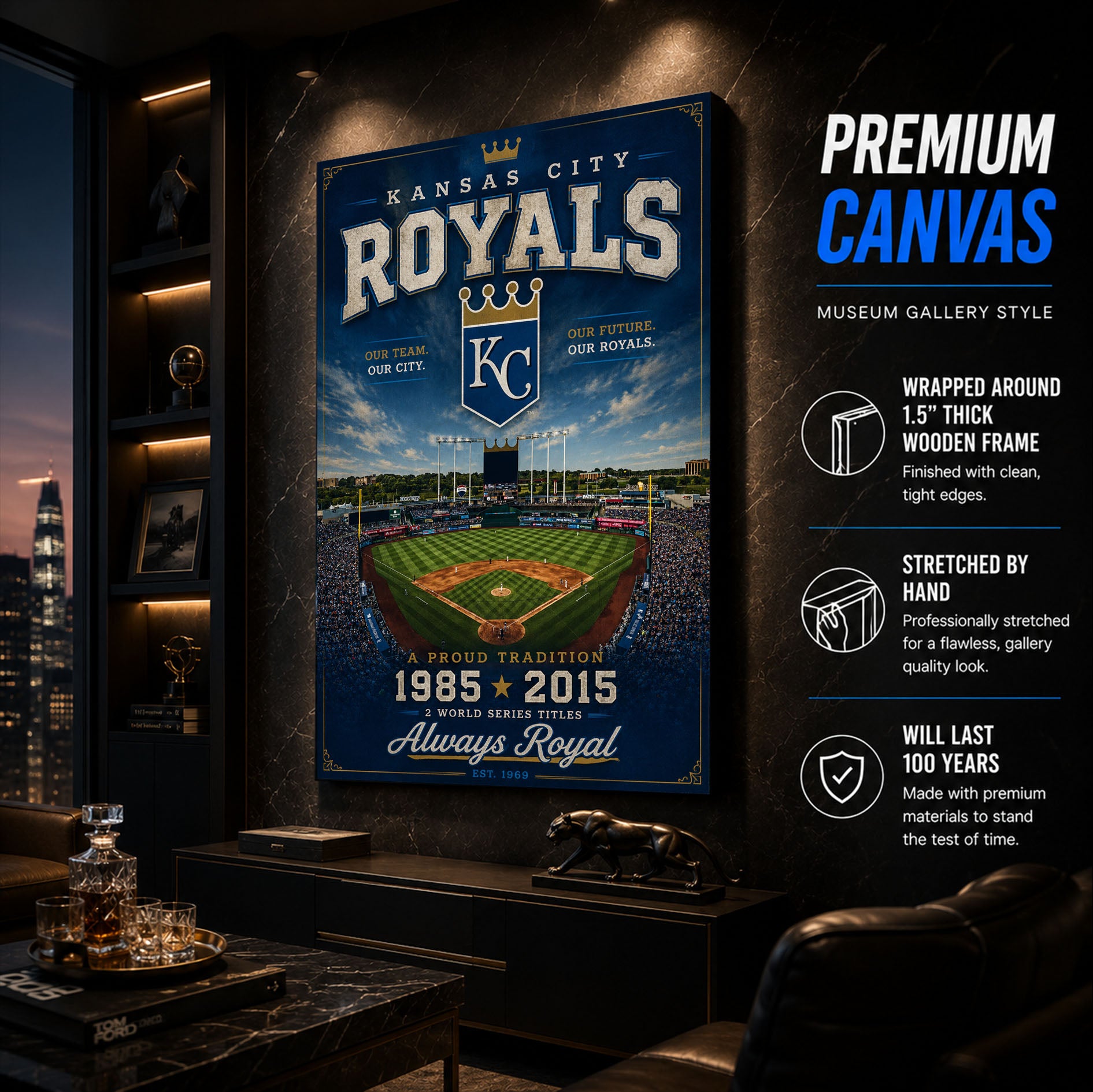 Kansas City Royals Stadium Fan Poster or Canvas Wall Art
