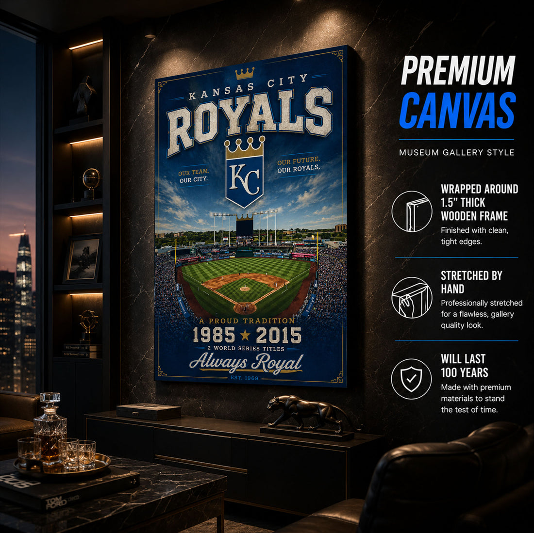 Kansas City Royals Stadium Fan Poster or Canvas Wall Art