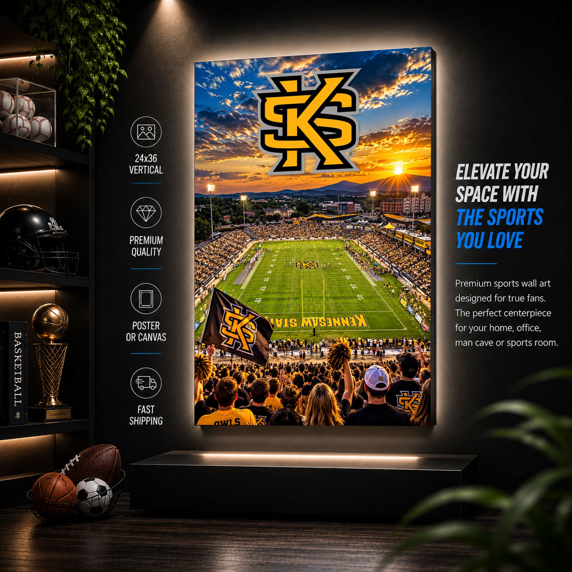 Kennesaw State Football Stadium Poster or Canvas Wall Art