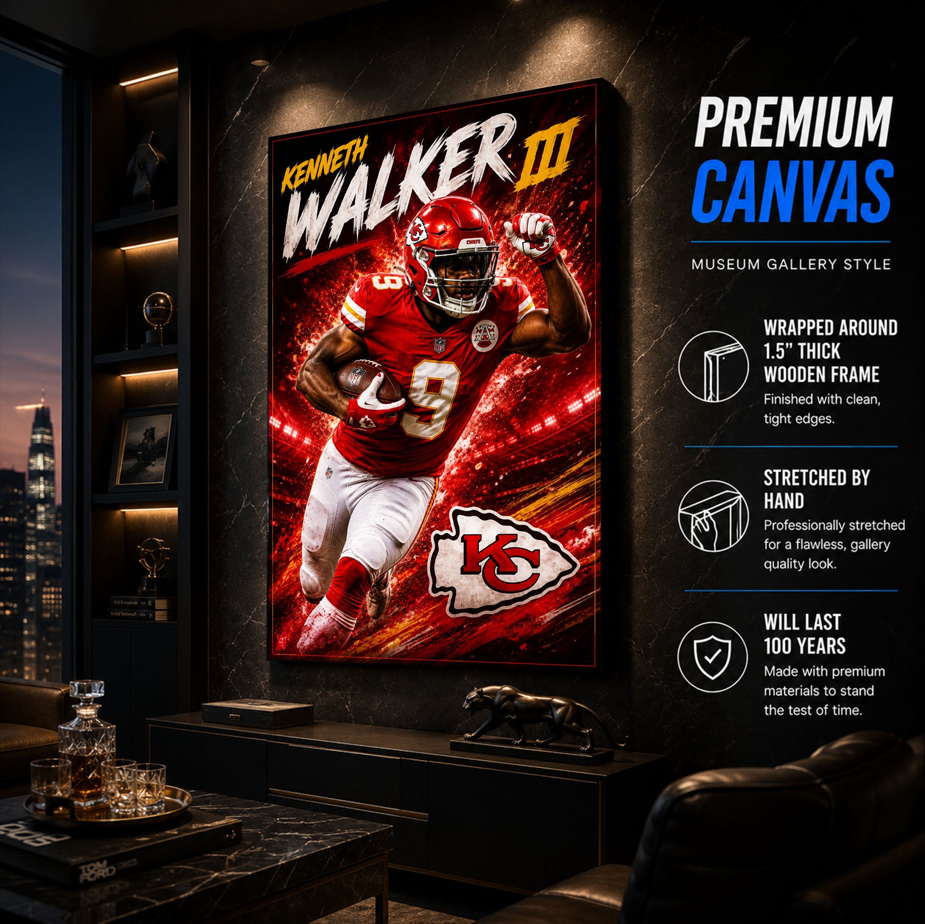 Kenneth Walker Chiefs Fan Poster or Canvas Wall Art