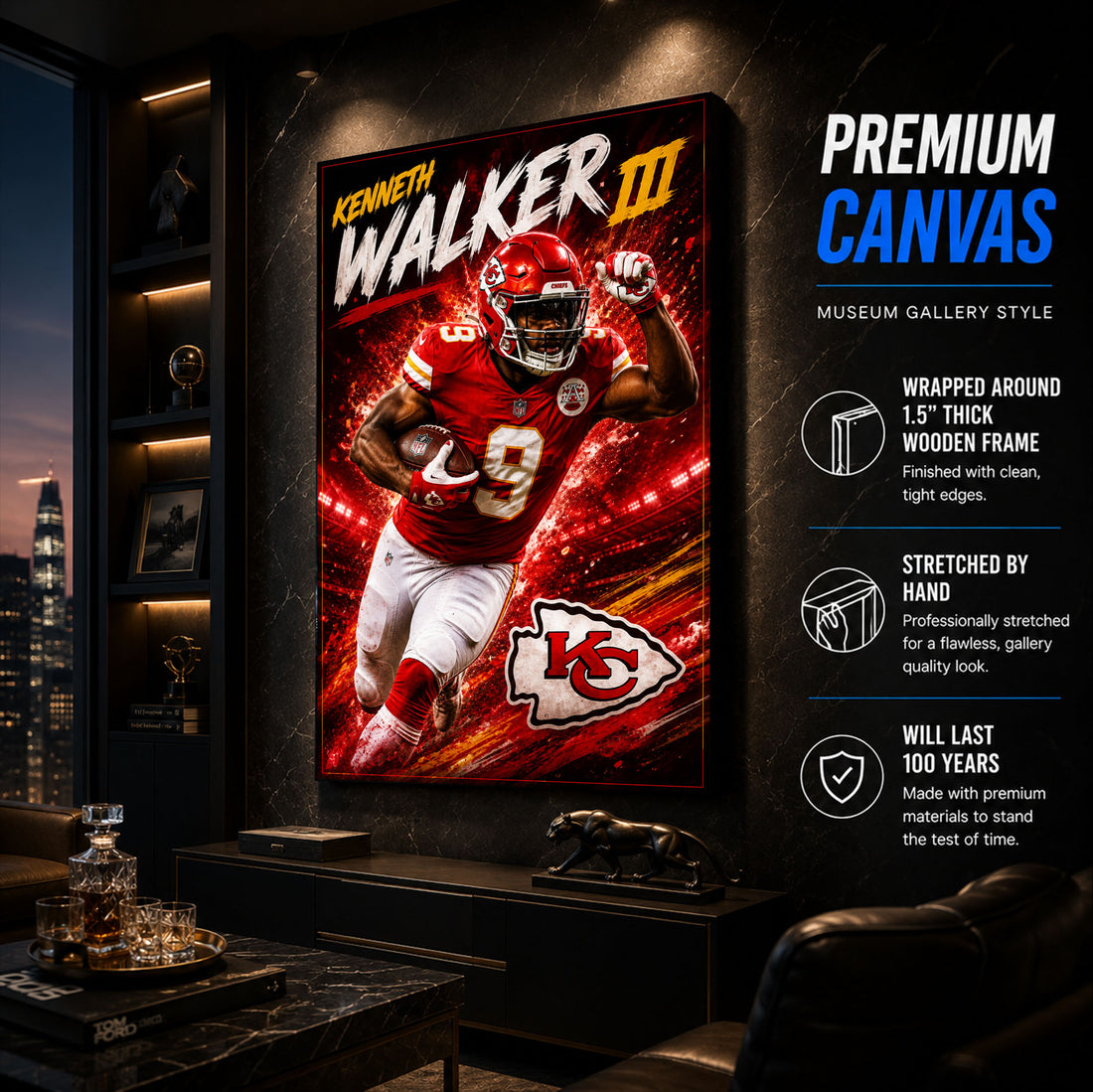 Kenneth Walker Chiefs Fan Poster or Canvas Wall Art