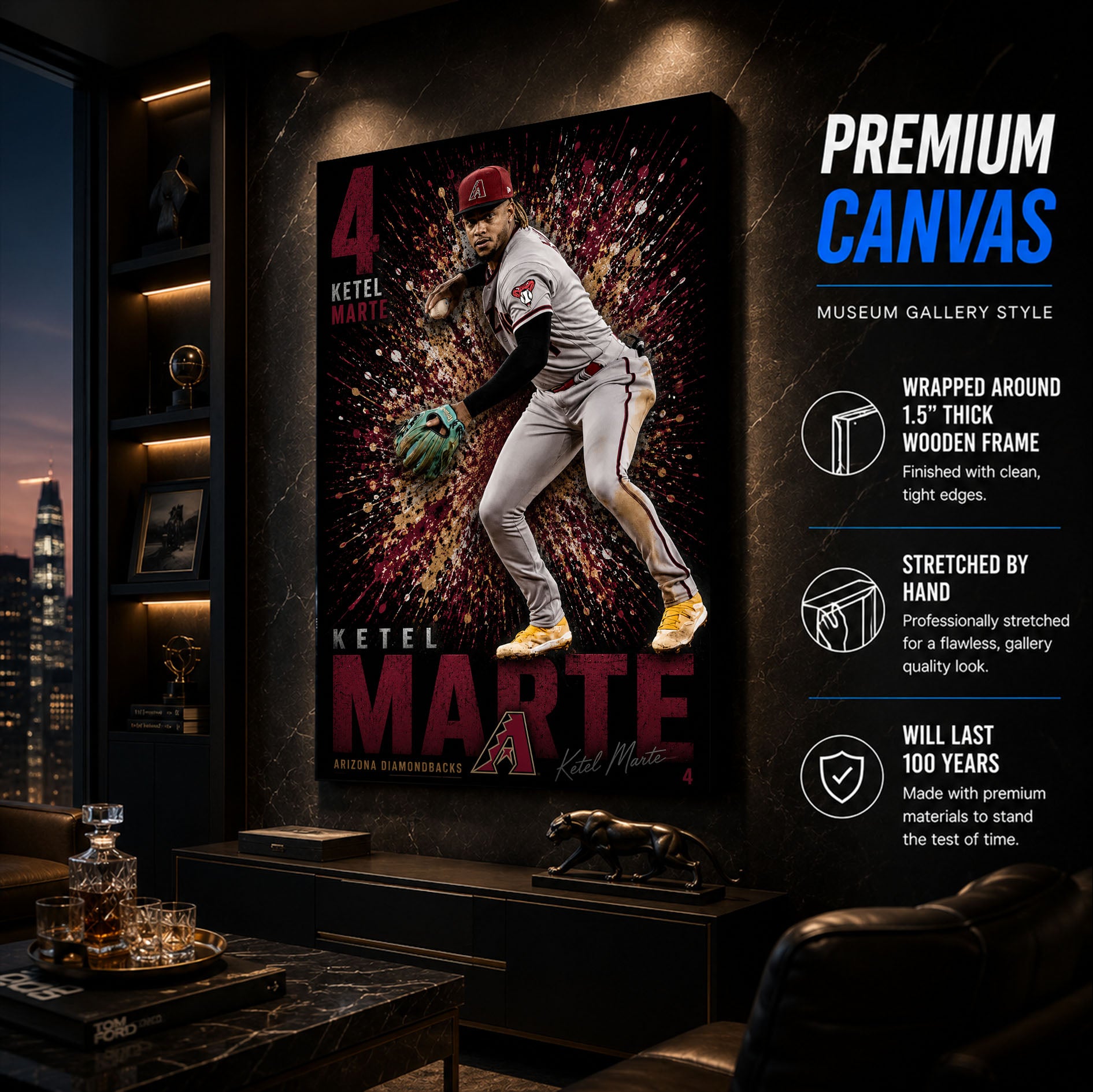 Ketel Marte Dbacks Poster or Canvas Wall Art